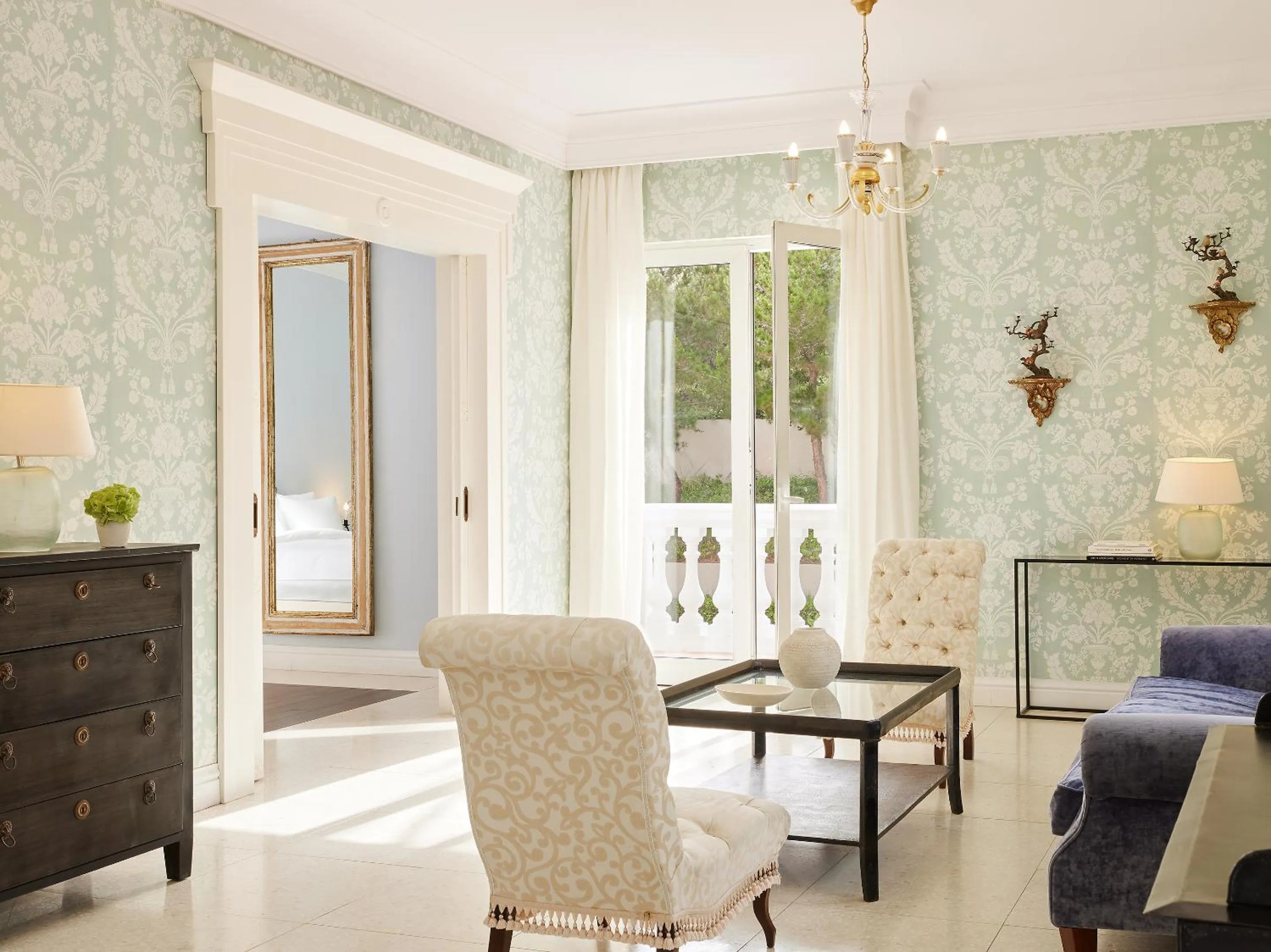 Living room in Mandola Rosa at Riviera Olympia, A Grecotel Resort to Live