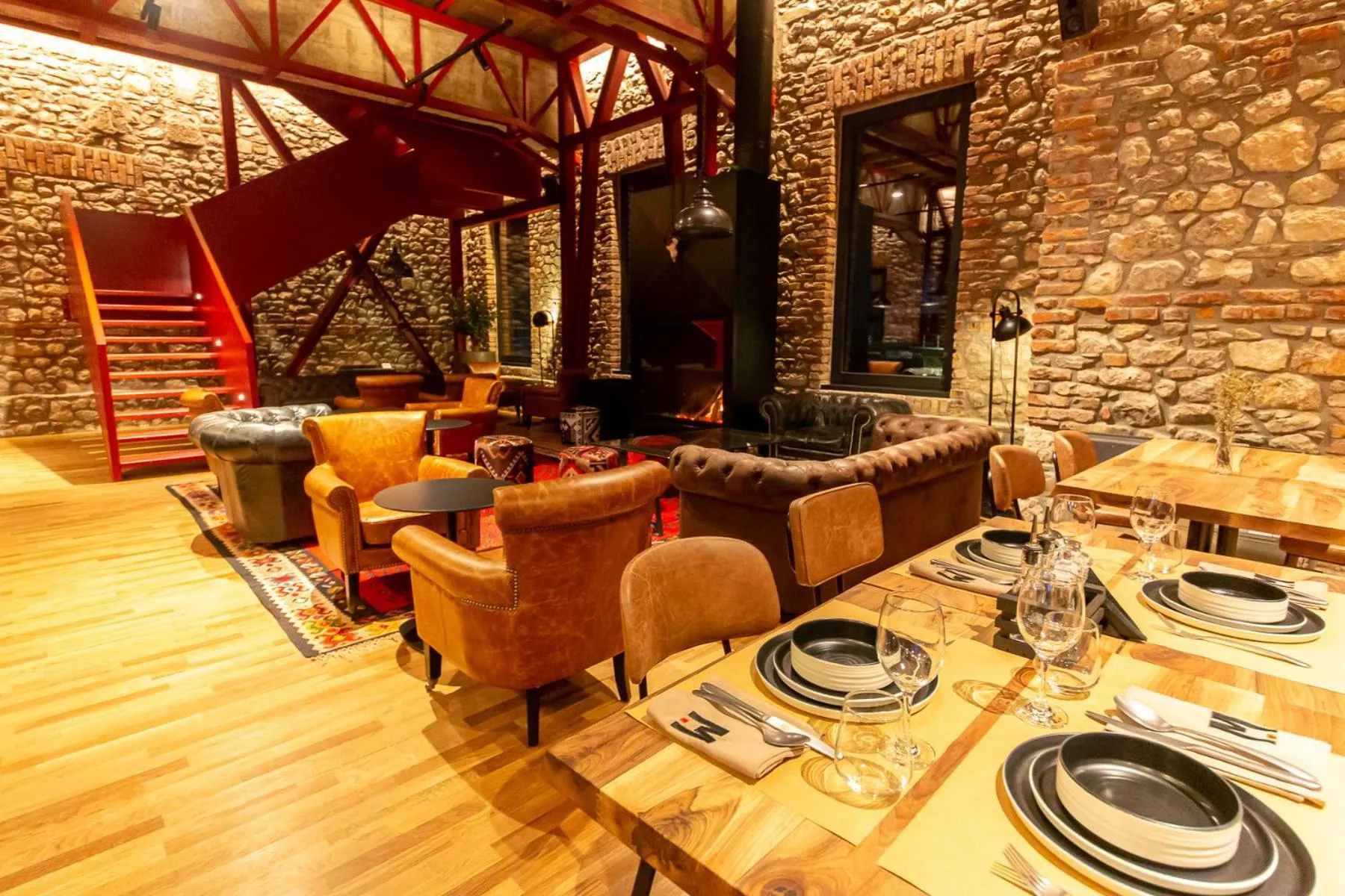 Seating area in Melesin Distillery