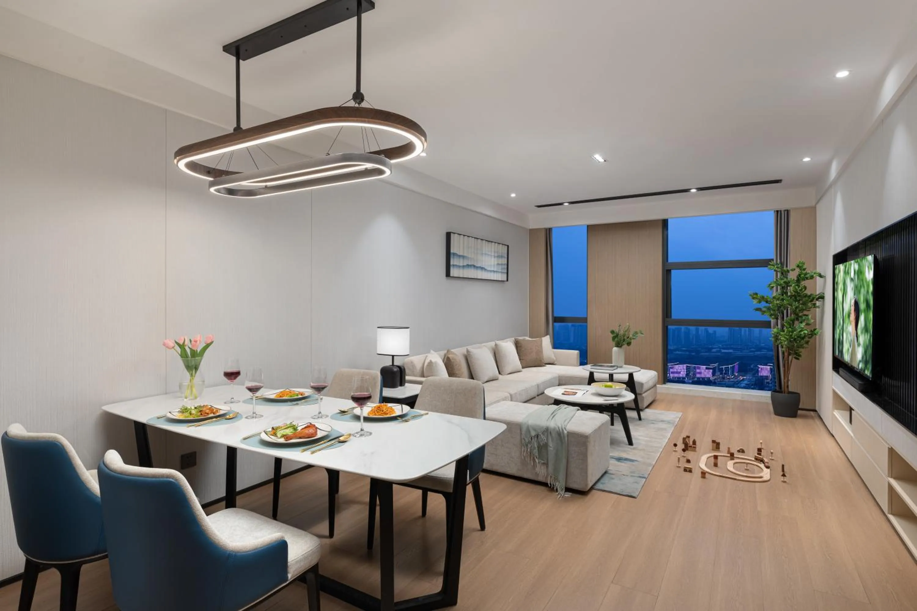 Dining area in Somerset Taihu New City CBD Wuxi