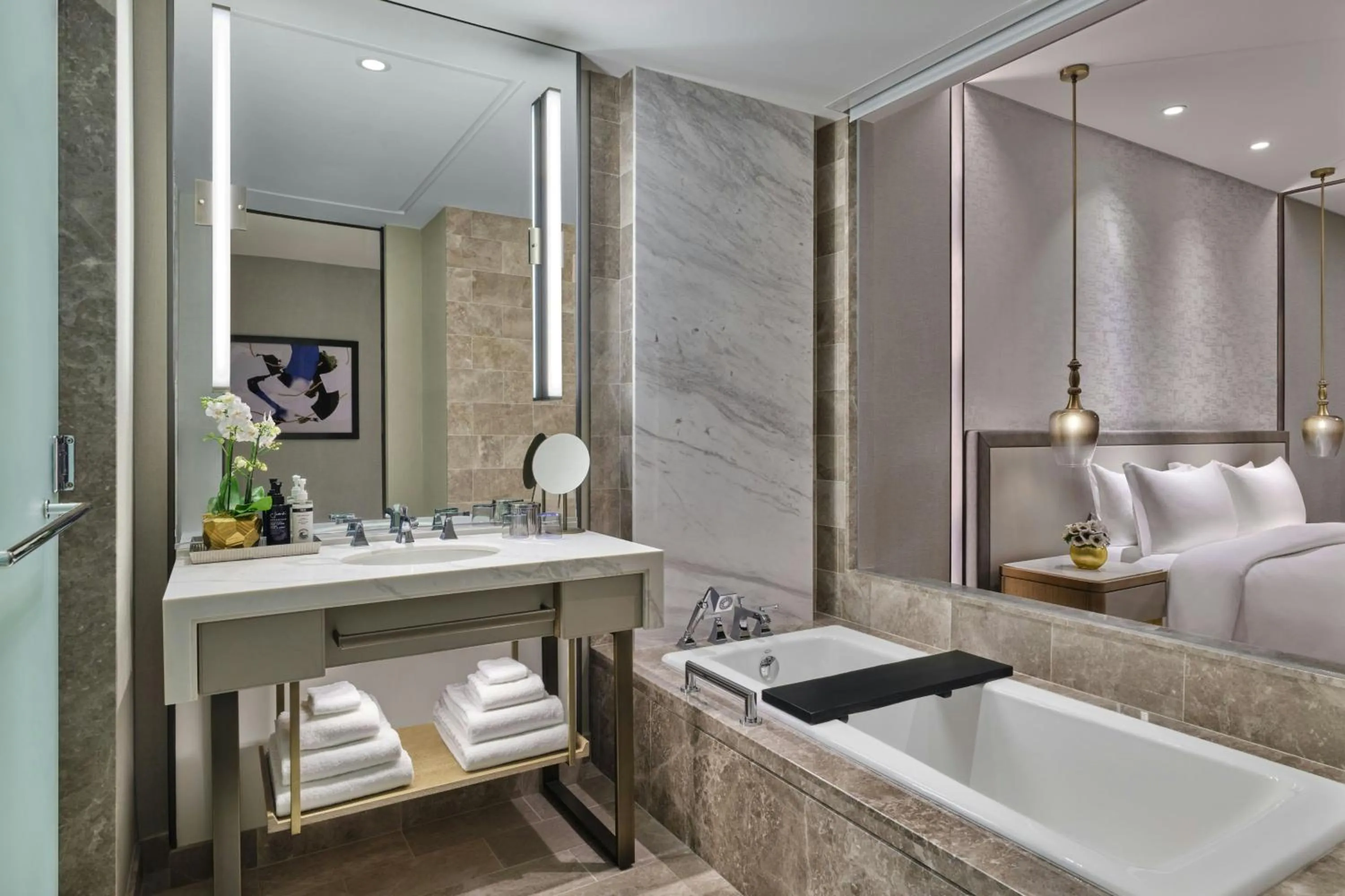 Bathroom, Bed in The St. Regis Chicago