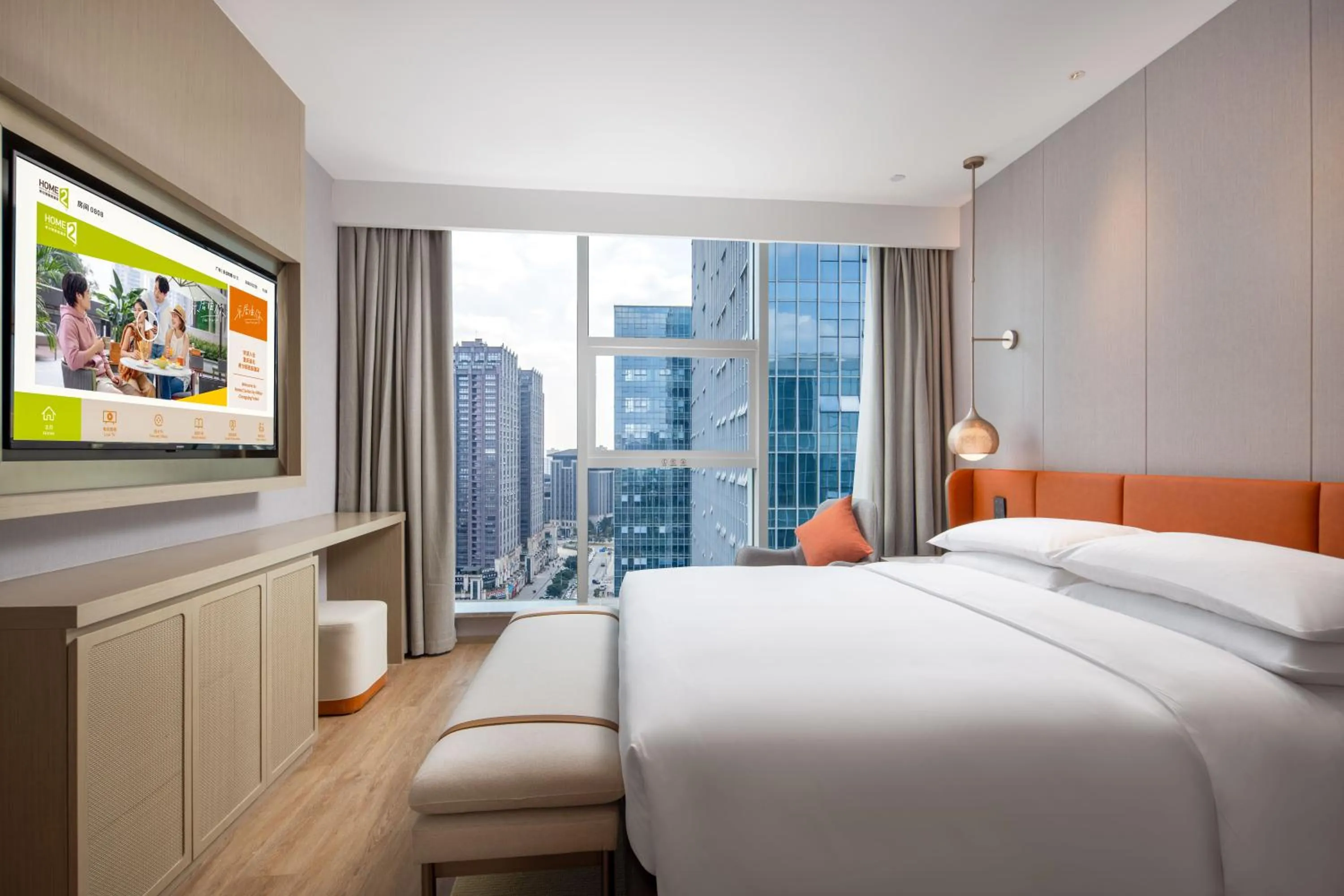 Bed in Home2 Suites by Hilton Chongqing Yubei