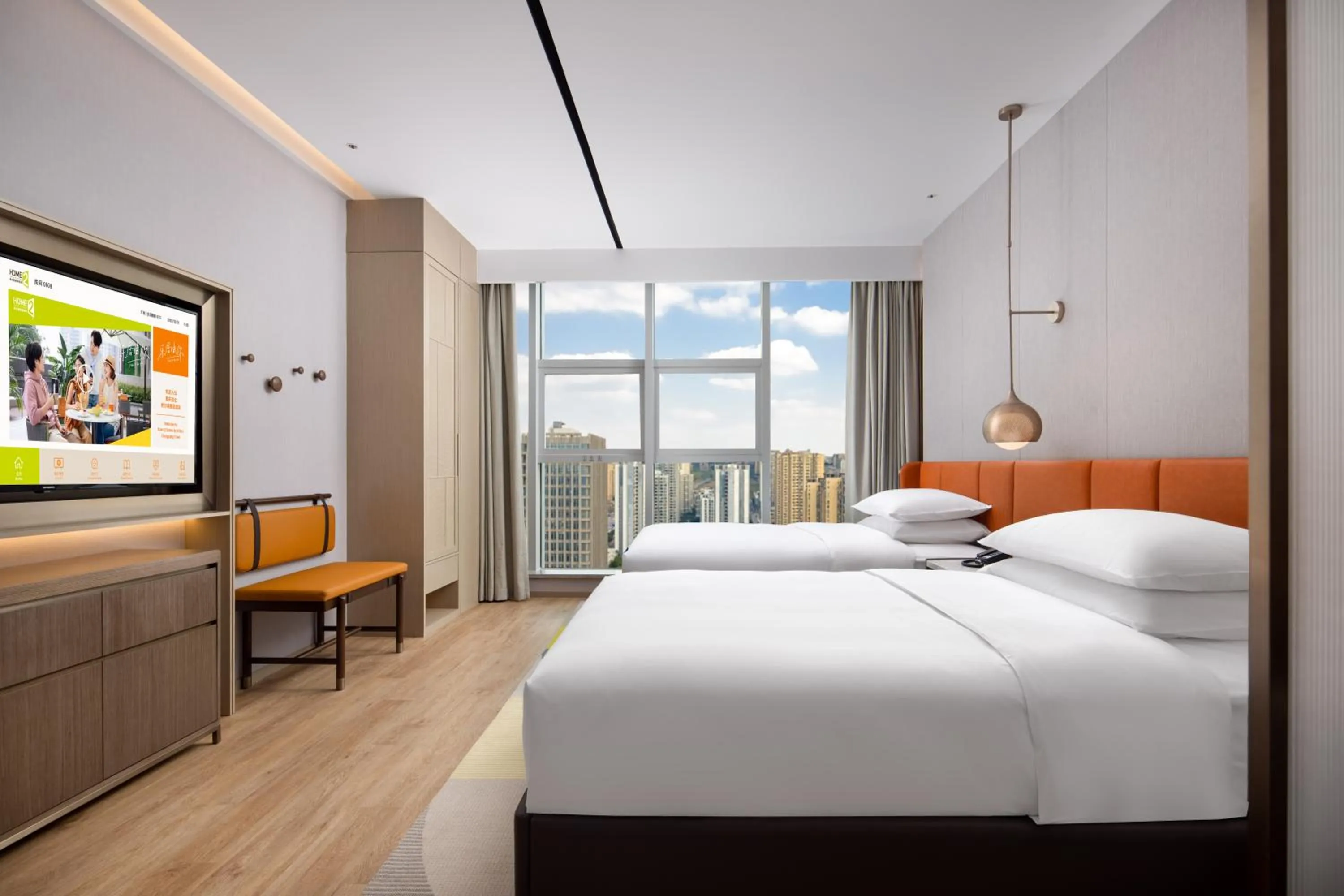 Bedroom, Bed in Home2 Suites By Hilton Wuhan Xudong