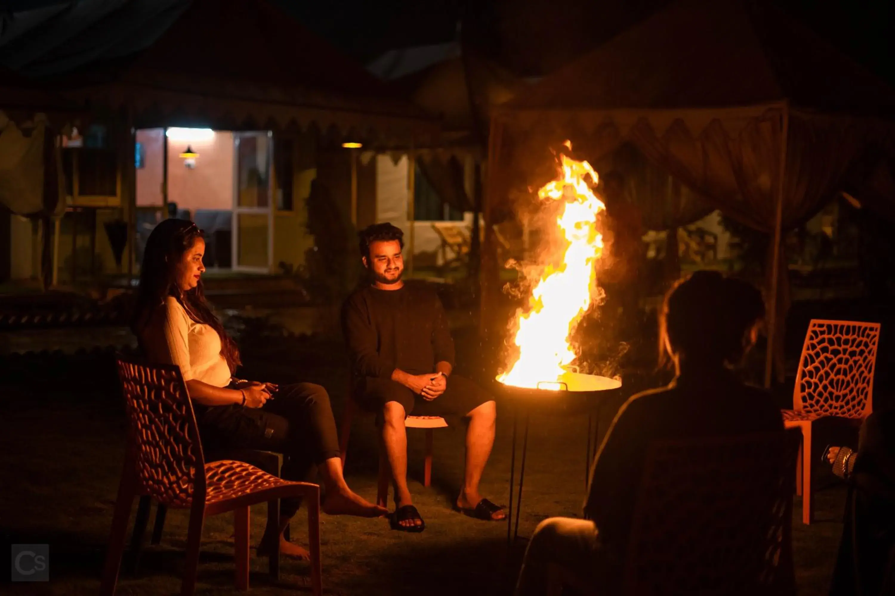 fireplace in The Royal Heritage Tent Resort- Tent City Kevadia fireplace in The Royal Heritage Tent Resort- Tent City Kevadia