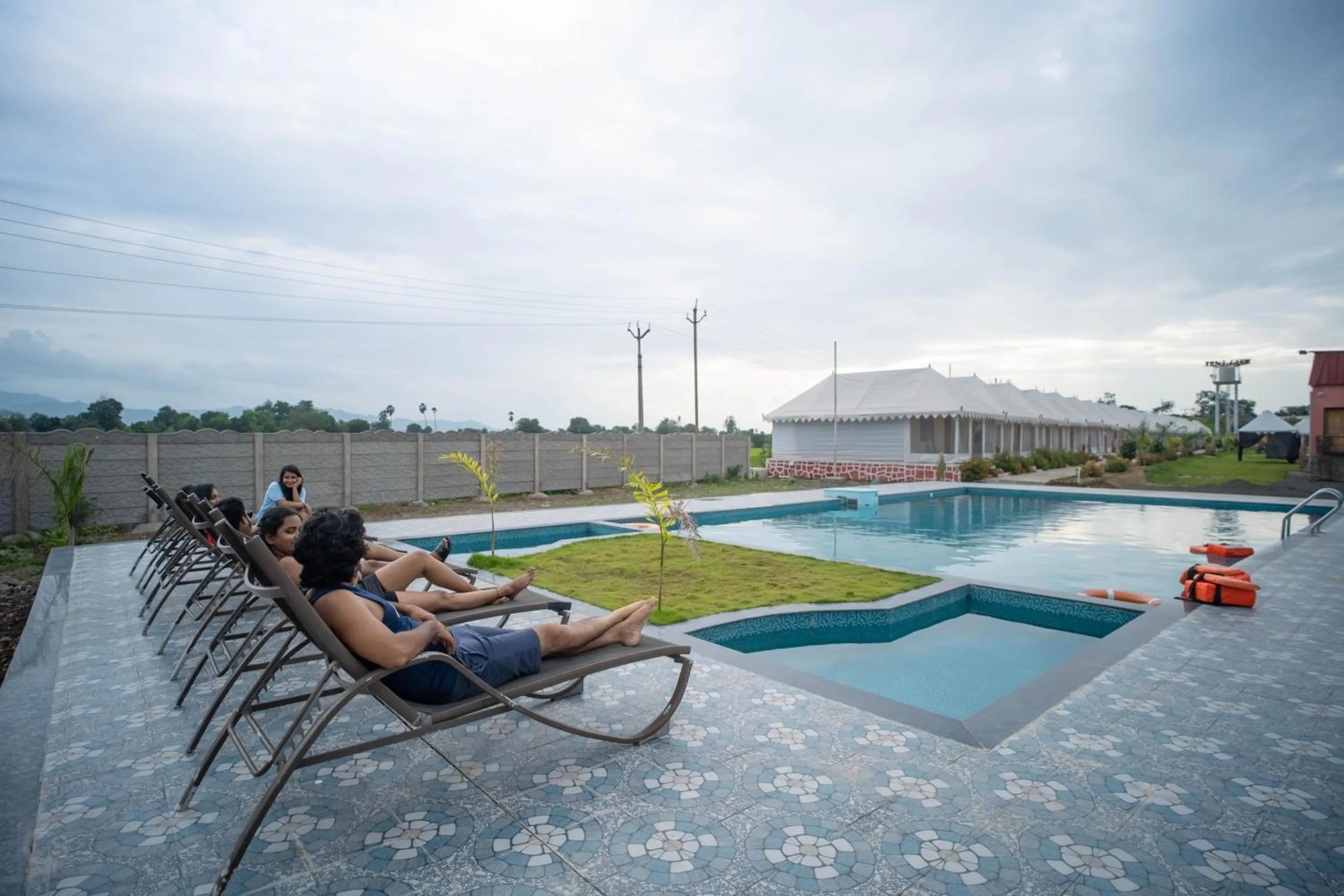 Swimming pool in The Royal Heritage Tent Resort- Tent City Kevadia