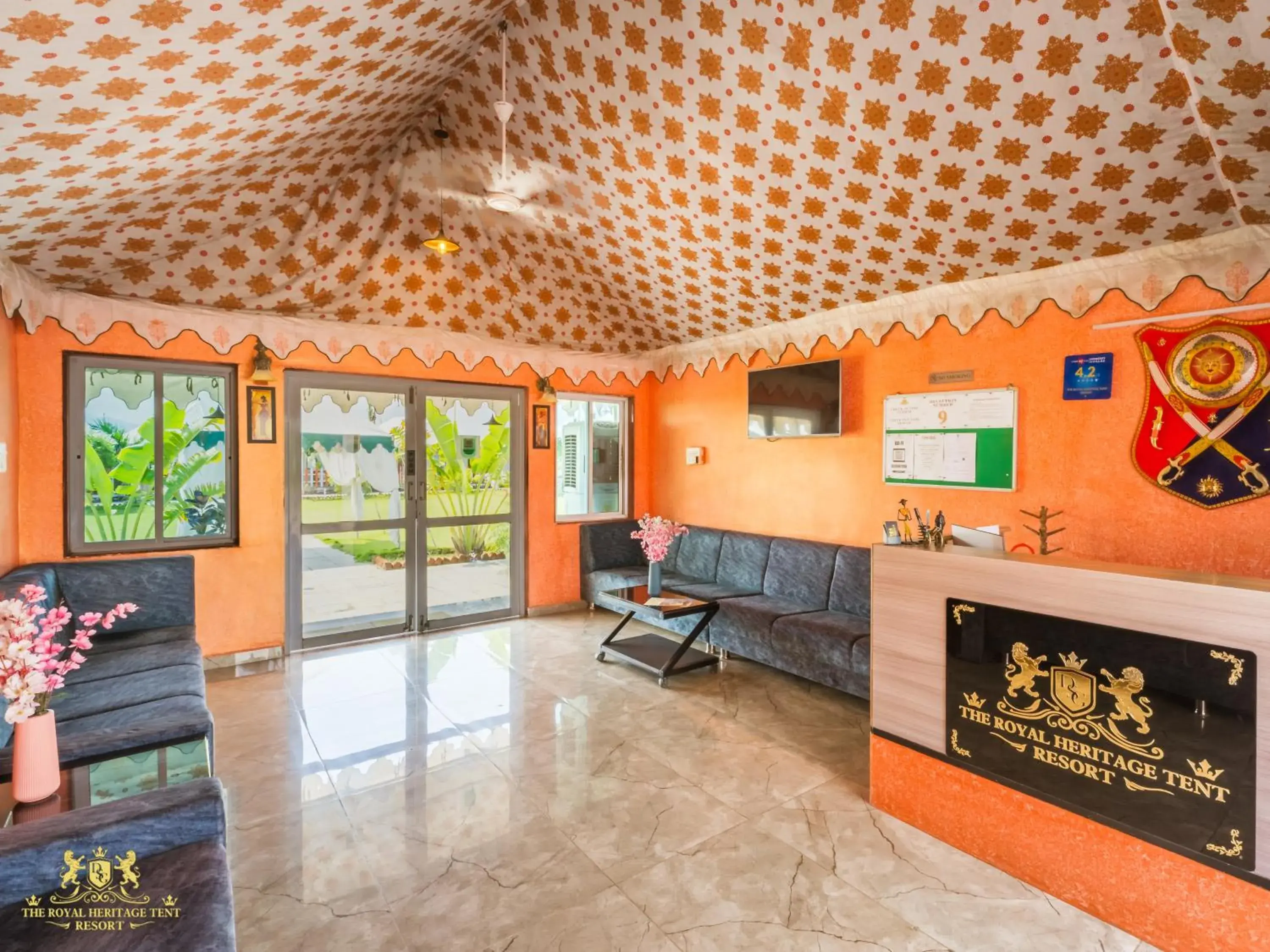 Lobby or reception in The Royal Heritage Tent Resort- Tent City Kevadia Lobby or reception in The Royal Heritage Tent Resort- Tent City Kevadia