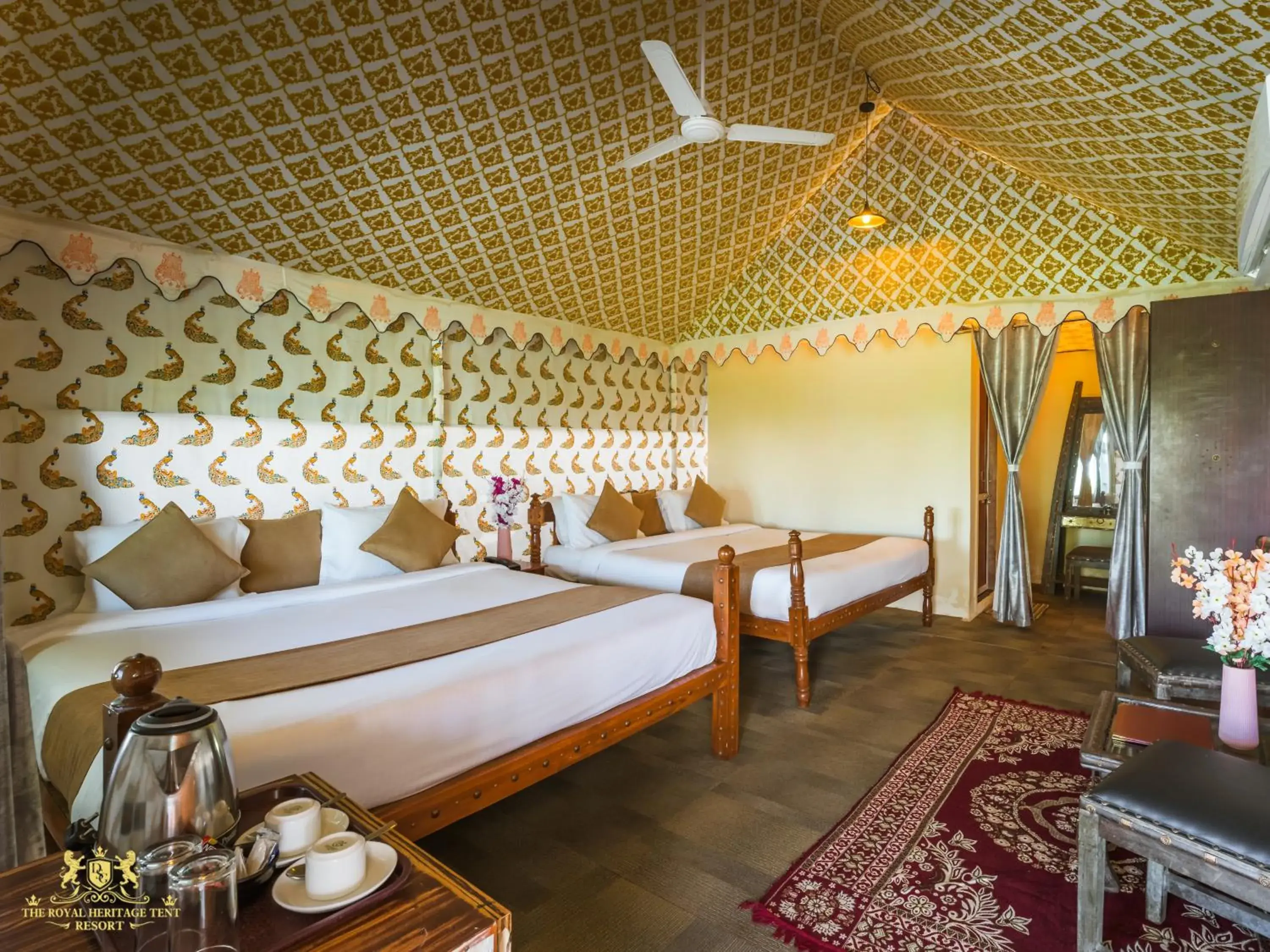 Bed in The Royal Heritage Tent Resort- Tent City Kevadia Bed in The Royal Heritage Tent Resort- Tent City Kevadia