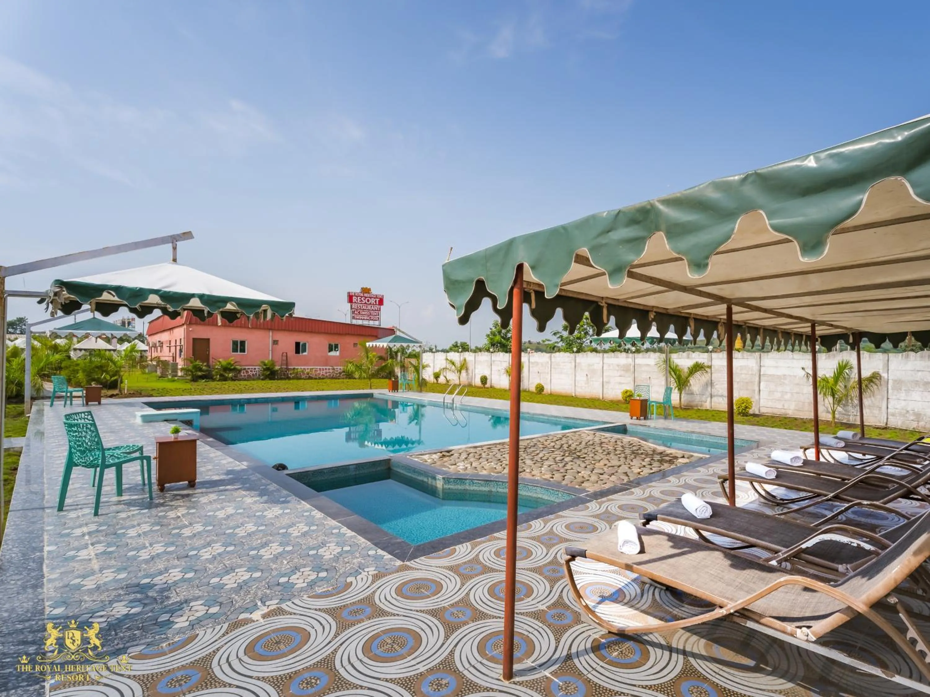 Swimming pool in The Royal Heritage Tent Resort- Tent City Kevadia