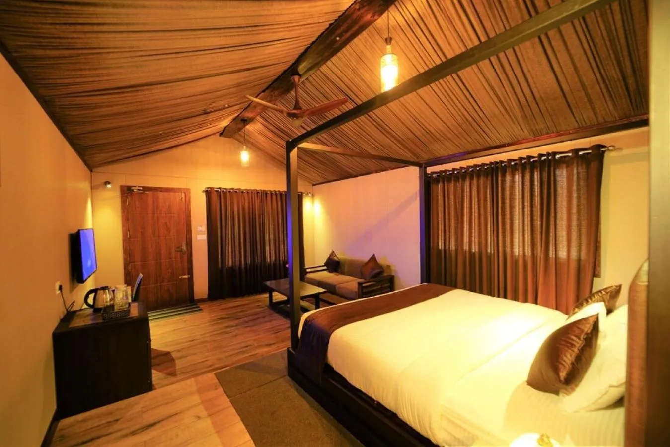 Bedroom, Bed in Niyatma Wayanad Pool Resort by VOYE HOMES - Inside Coffee Plantation