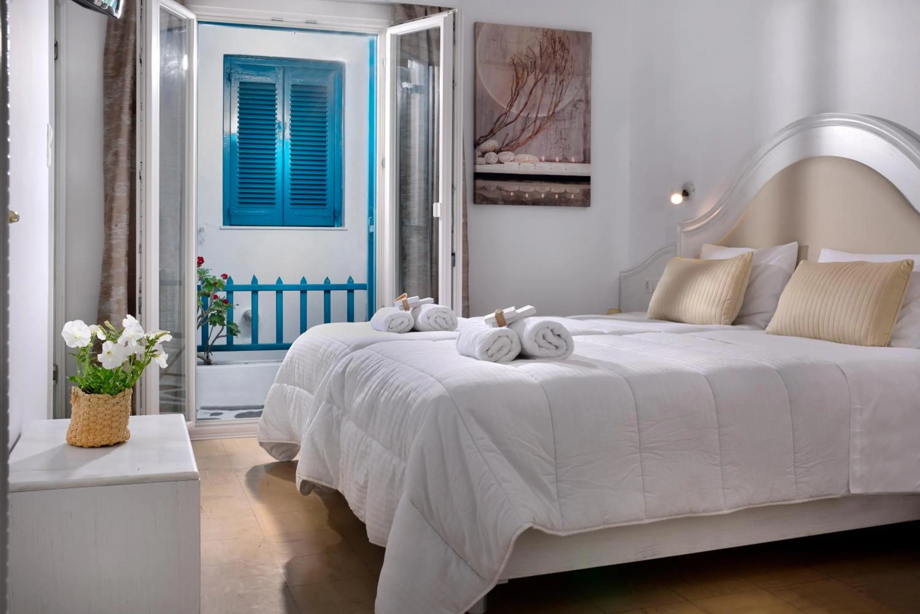 Bed in Hotel Nazos