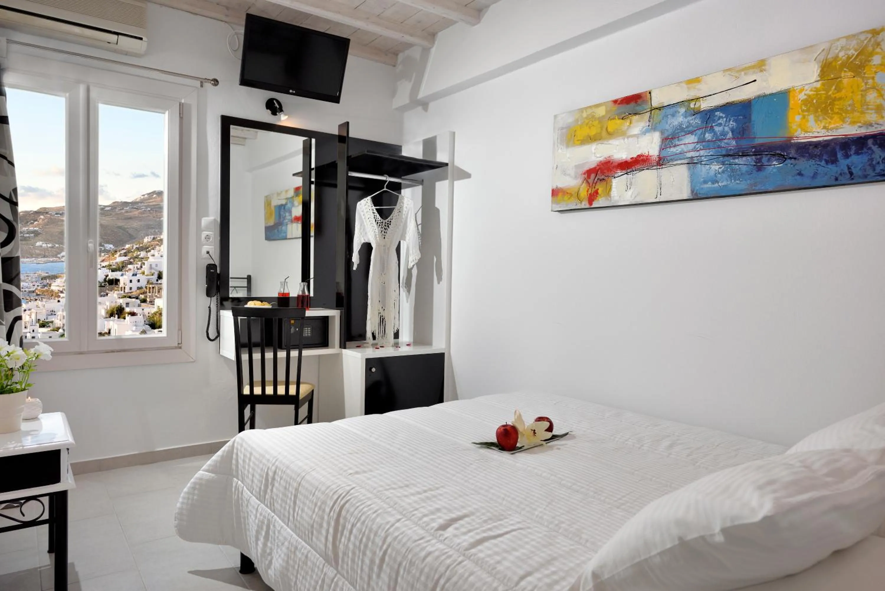 Bed in Hotel Nazos