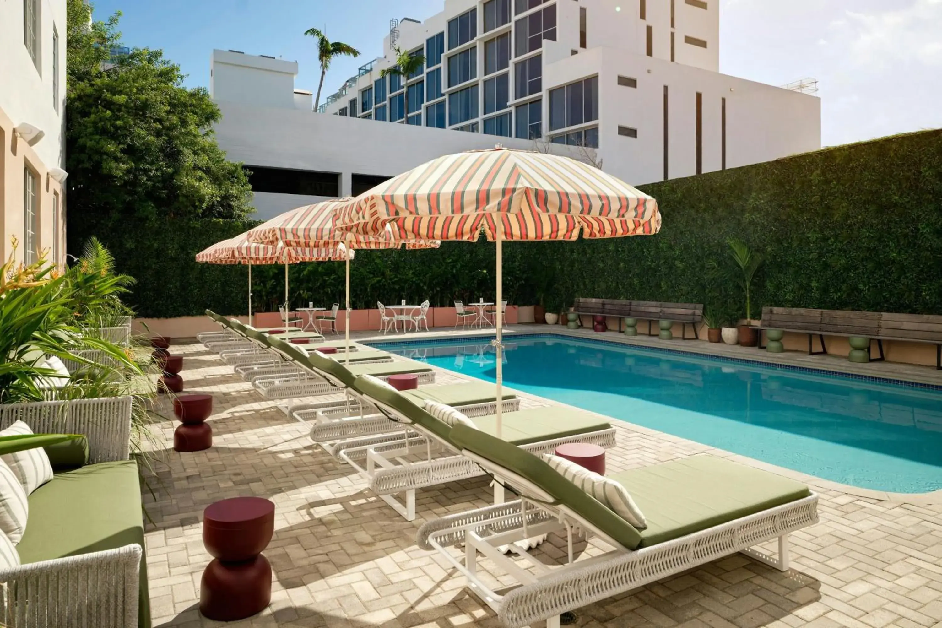 Swimming pool in FOUND Hotels, Miami Beach, Series by Marriott Swimming pool in FOUND Hotels, Miami Beach, Series by Marriott