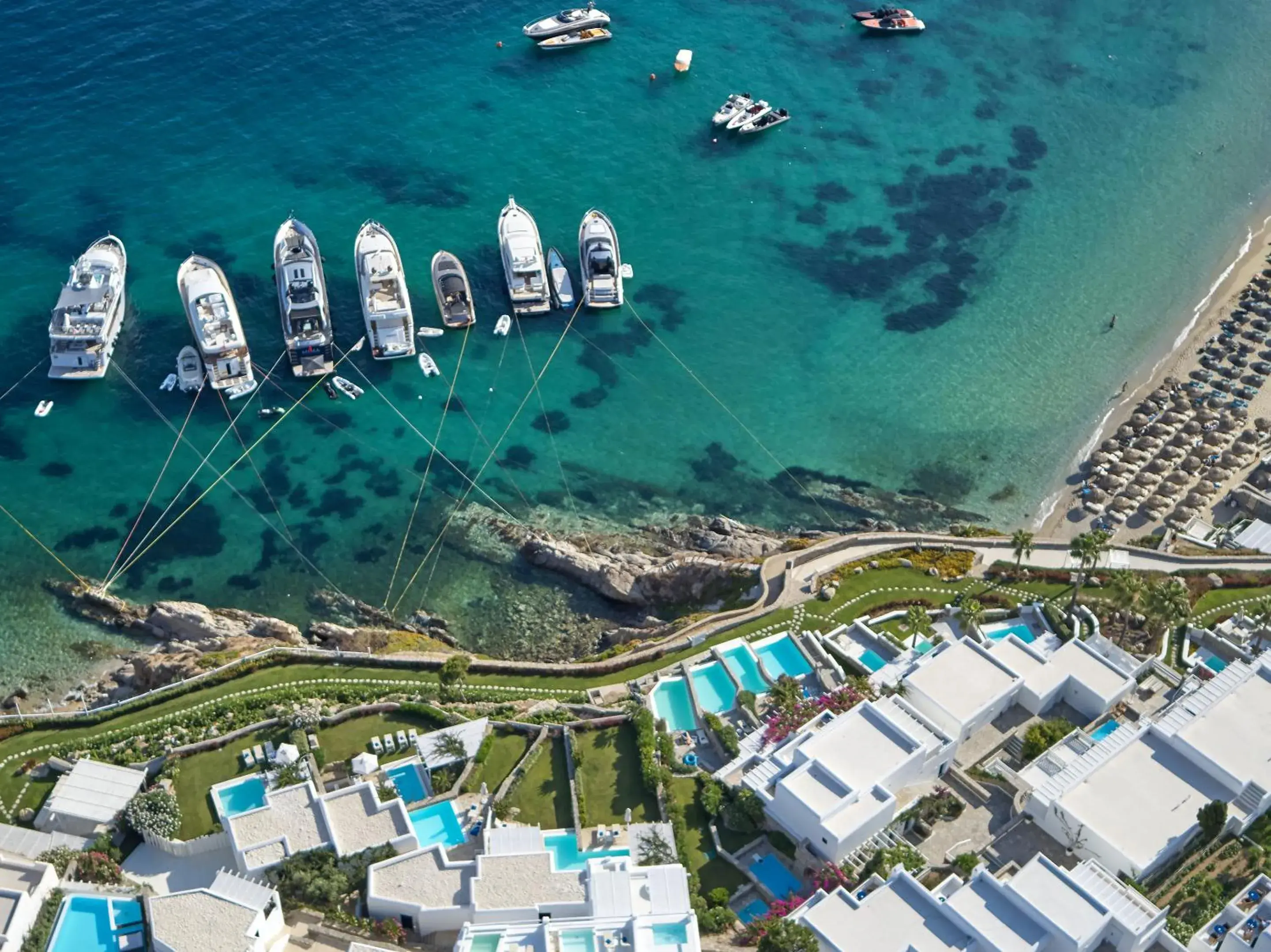 Bird's eye view in Mykonos Blu, A Grecotel Resort to Live Bird's eye view in Mykonos Blu, A Grecotel Resort to Live