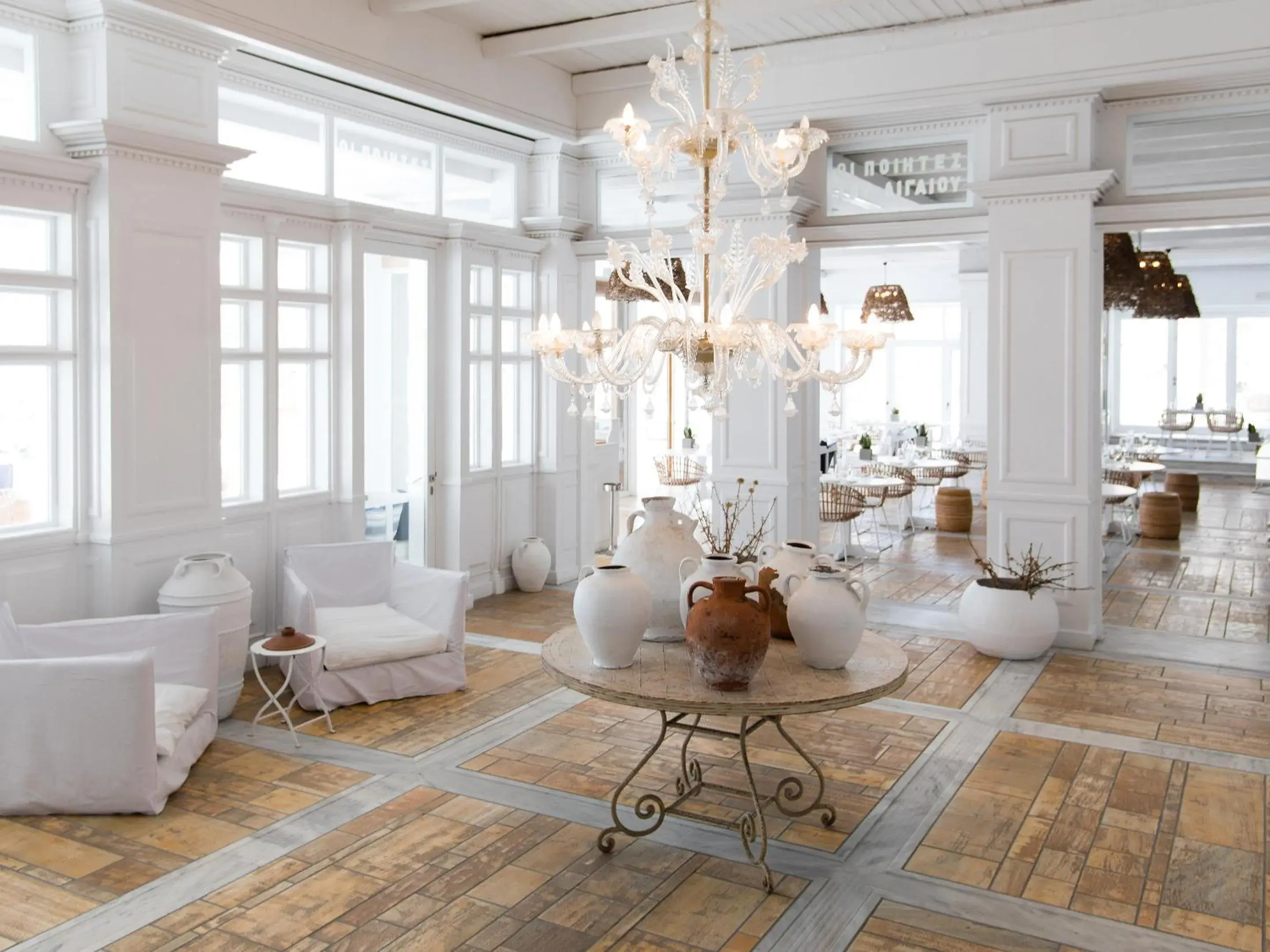 Living room in Mykonos Blu, A Grecotel Resort to Live Living room in Mykonos Blu, A Grecotel Resort to Live