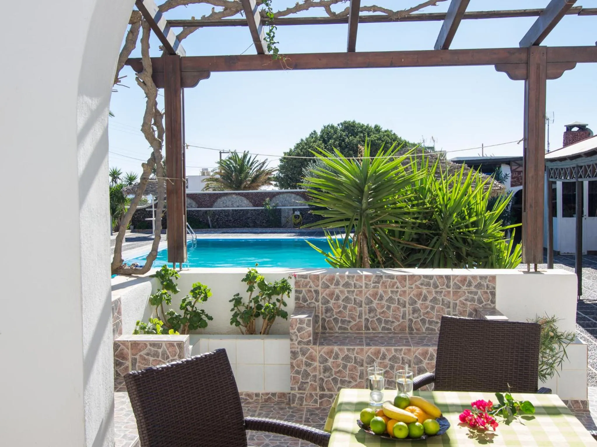 Patio in Holiday Beach Resort Santorini