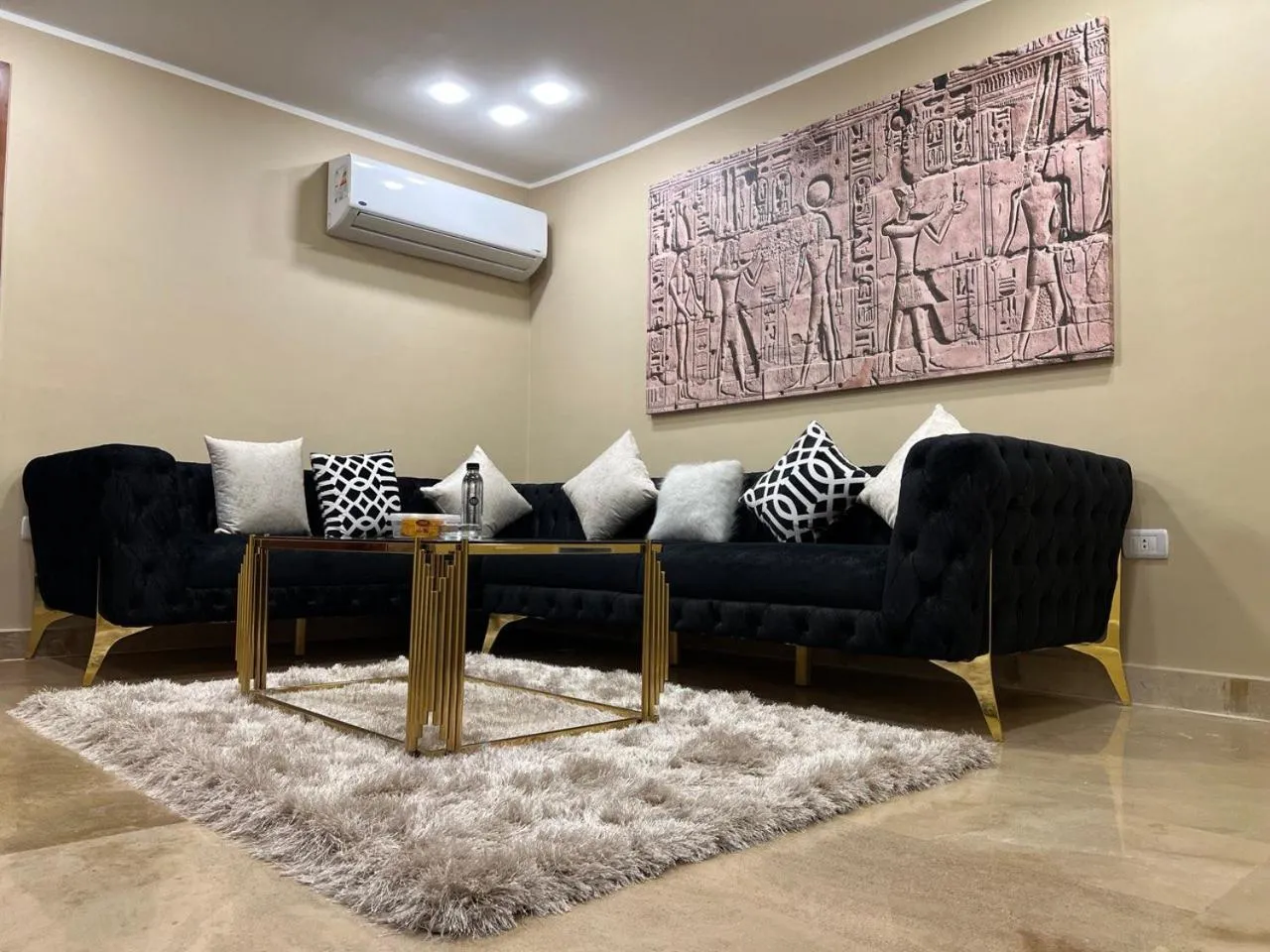 Living room in Asia Grand Museum & Pyramids view