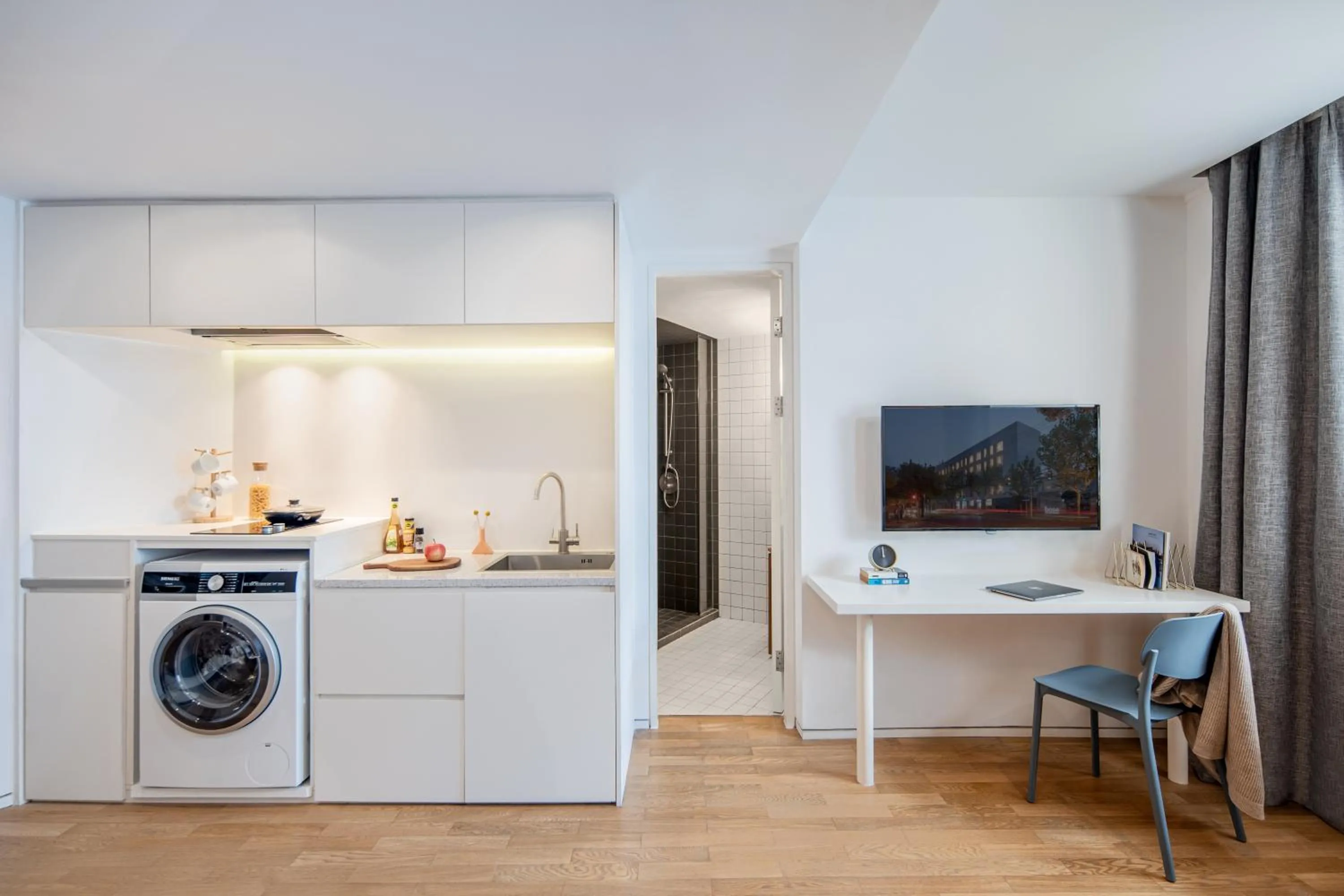 Kitchen or kitchenette in base-Shanghai SUHE Serviced Apartment, Near East Nanjing Road & People's Square