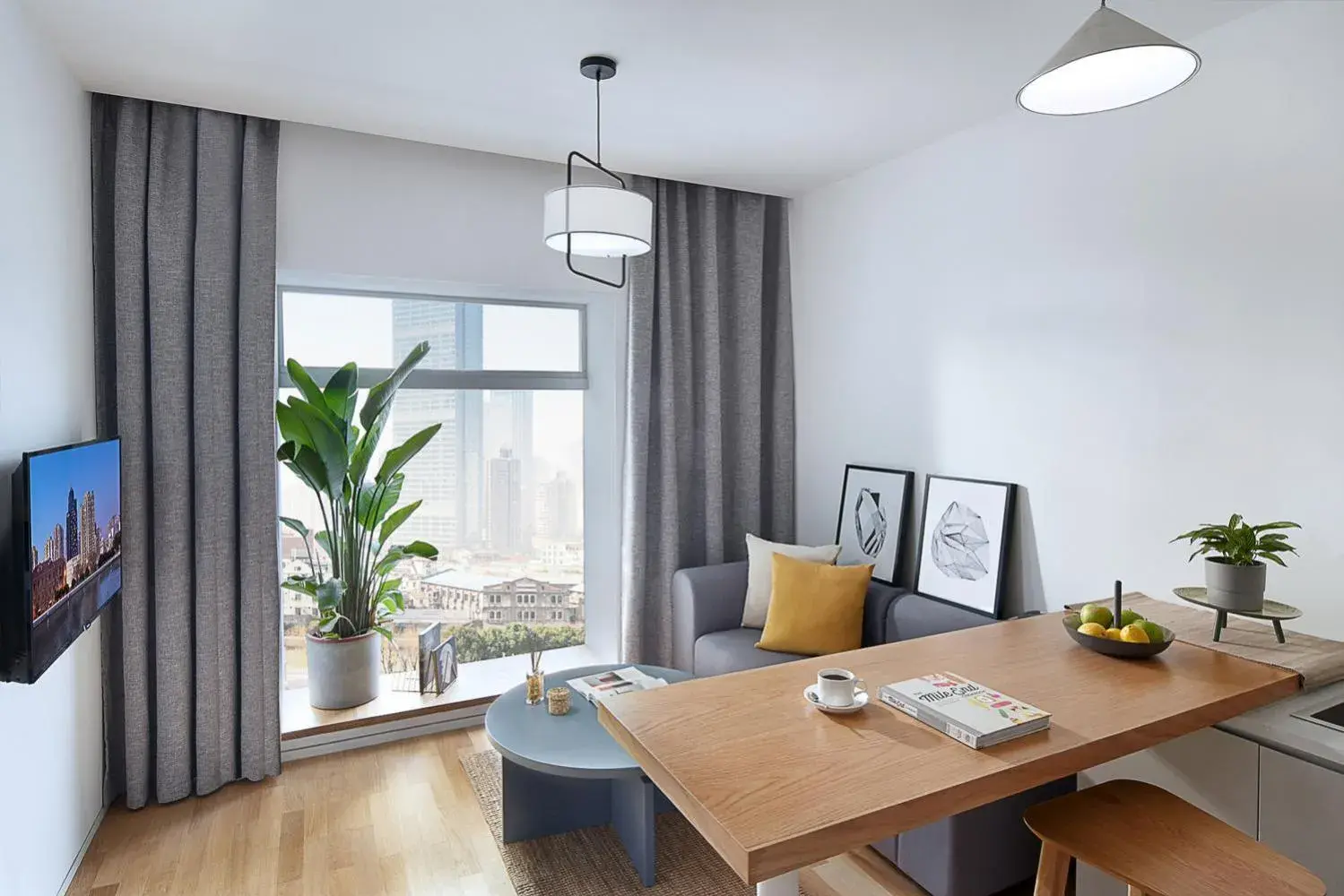 Living room in base-Shanghai SUHE Serviced Apartment, Near East Nanjing Road & People's Square Living room in base-Shanghai SUHE Serviced Apartment, Near East Nanjing Road & People's Square