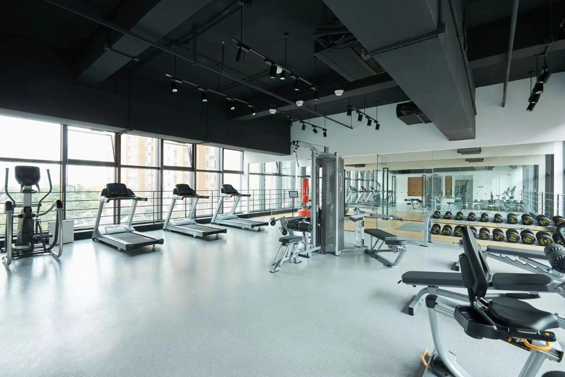 Fitness centre/facilities in base-PUSAN Serviced Apartment - In room Washing Machine with Dryer function & Kitchen & Free 24hrs Coffee & Close to Shanghai New International Expo Centre, Lujiazui & Subway nearby & English speaking & High speed free WiFi
