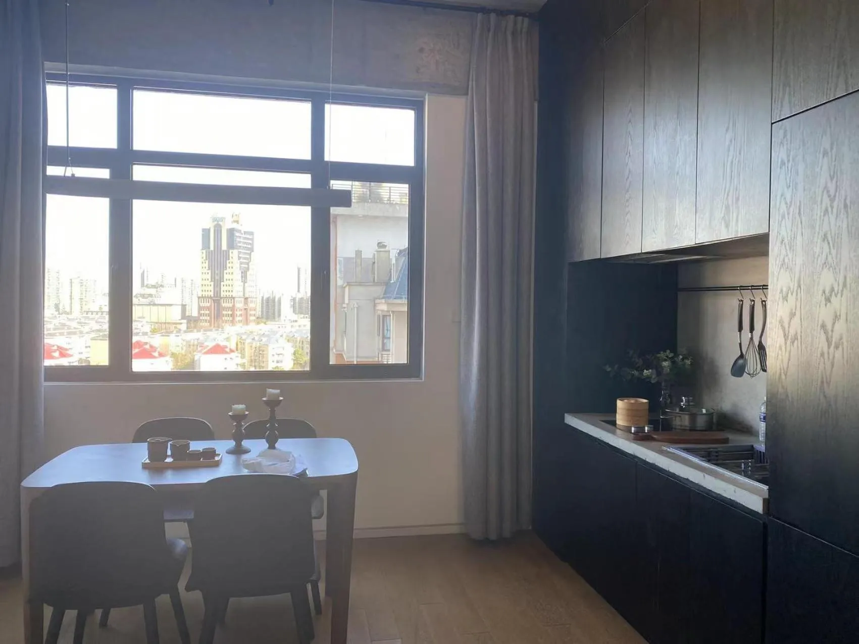 Living room in base-PUSAN Serviced Apartment - In room Washing Machine with Dryer function & Kitchen & Free 24hrs Coffee & Close to Shanghai New International Expo Centre, Lujiazui & Subway nearby & English speaking & High speed free WiFi