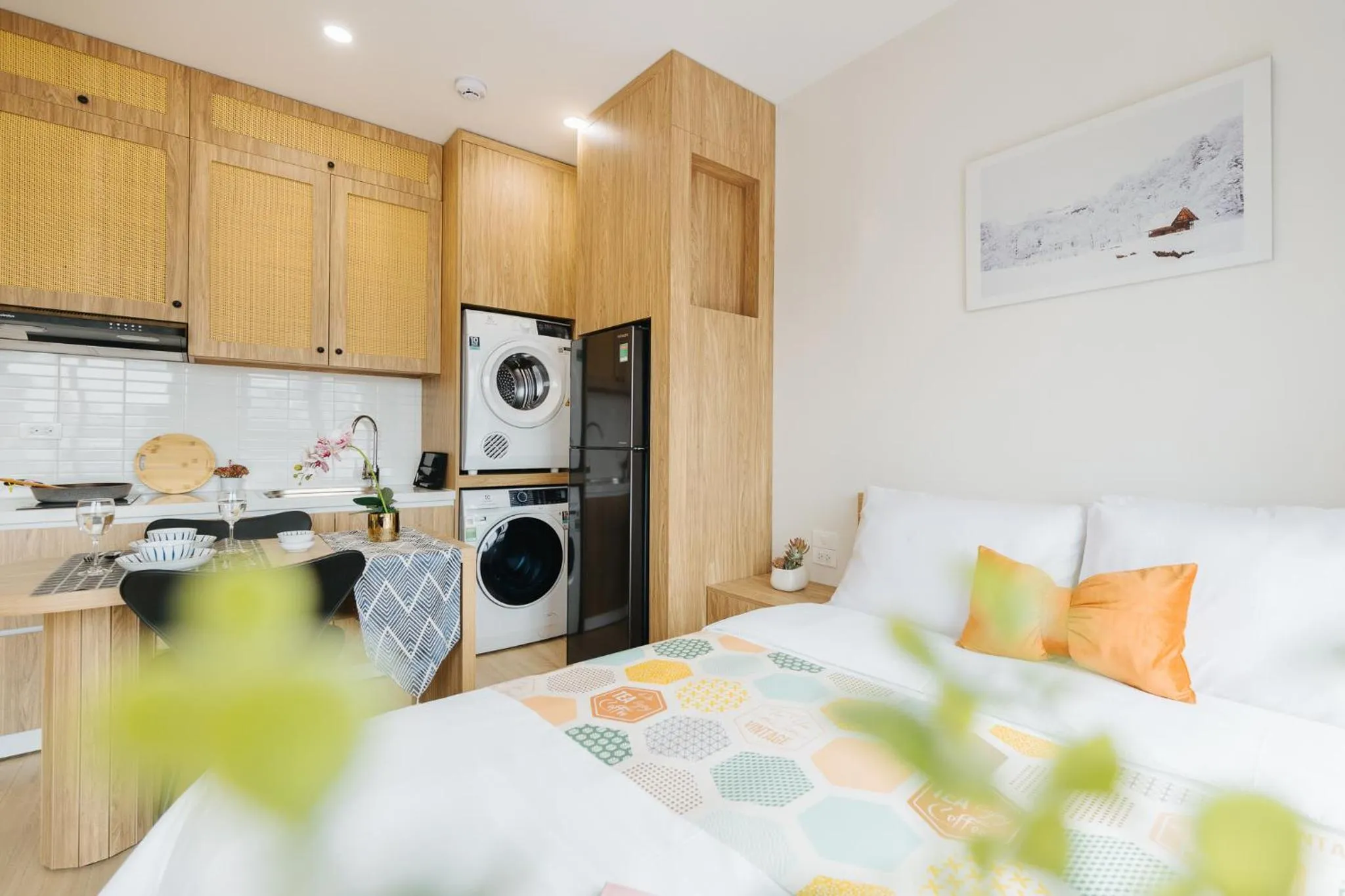 kitchen, Bed in Myrcella Urban Studio