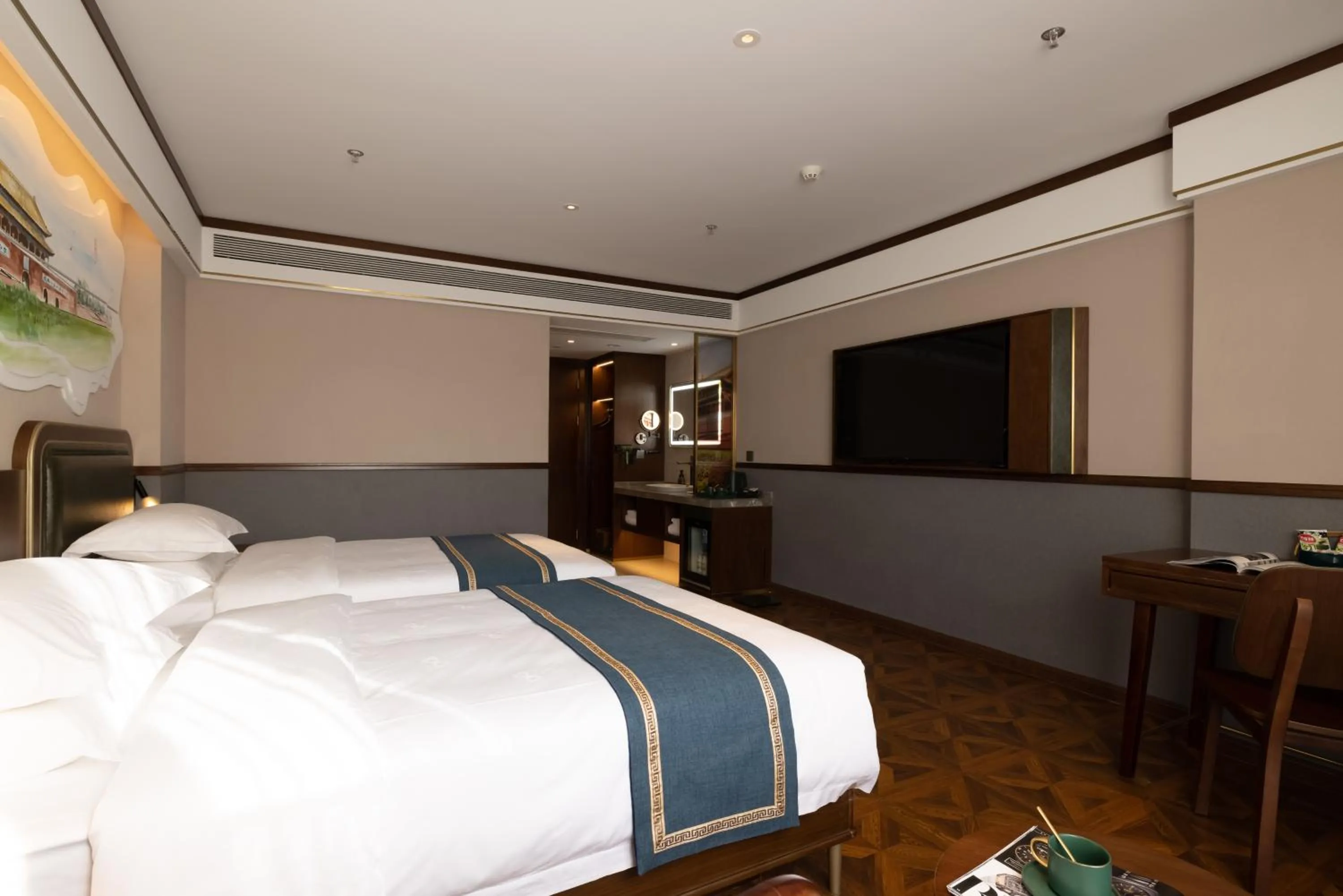 Living room, Bed in Nost algia S Hotel Beijing Liangxiang University Town