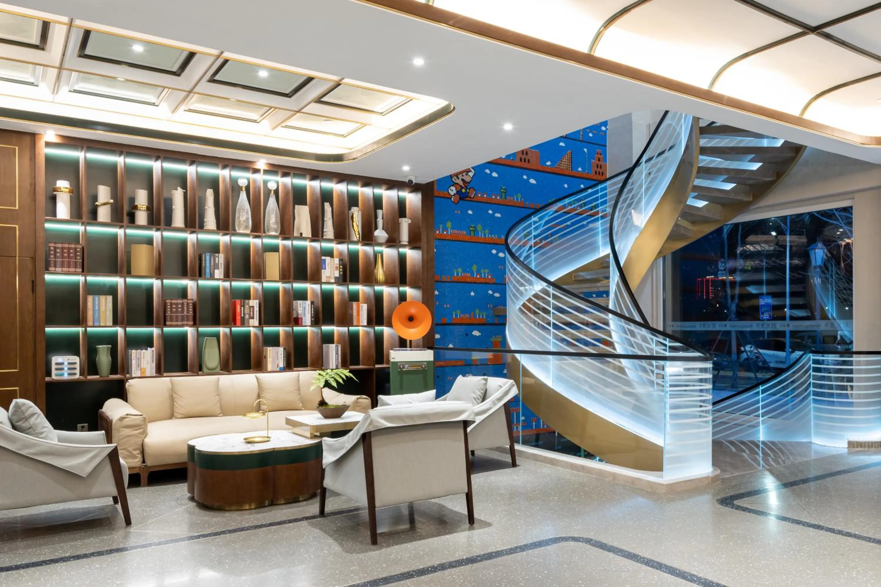 Seating area in Nost algia S Hotel Beijing Liangxiang University Town