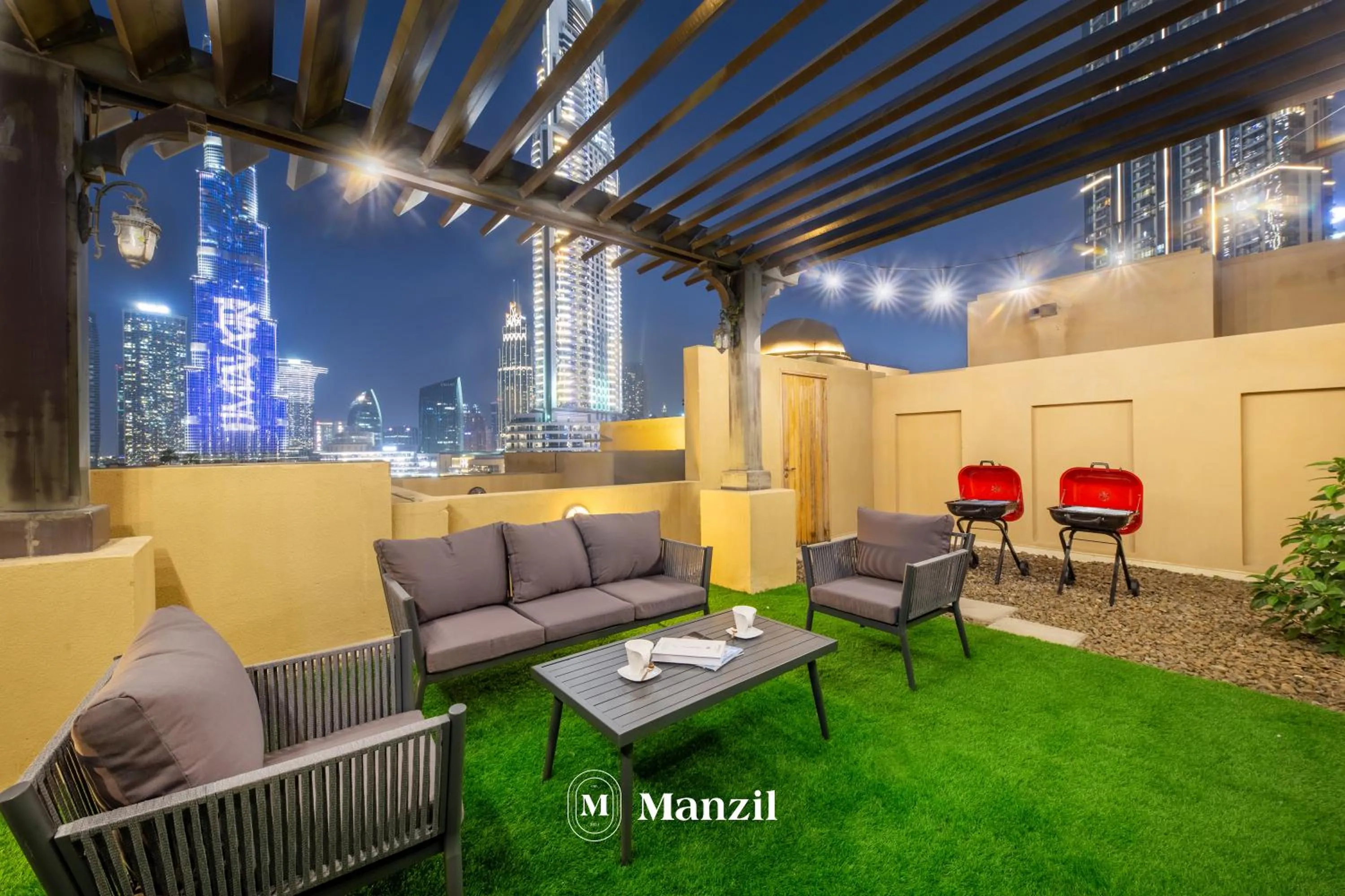 Balcony/Terrace in Manzil - Cozy 2BR Penthouse with Private Terrace and Full Burj View in Downtown