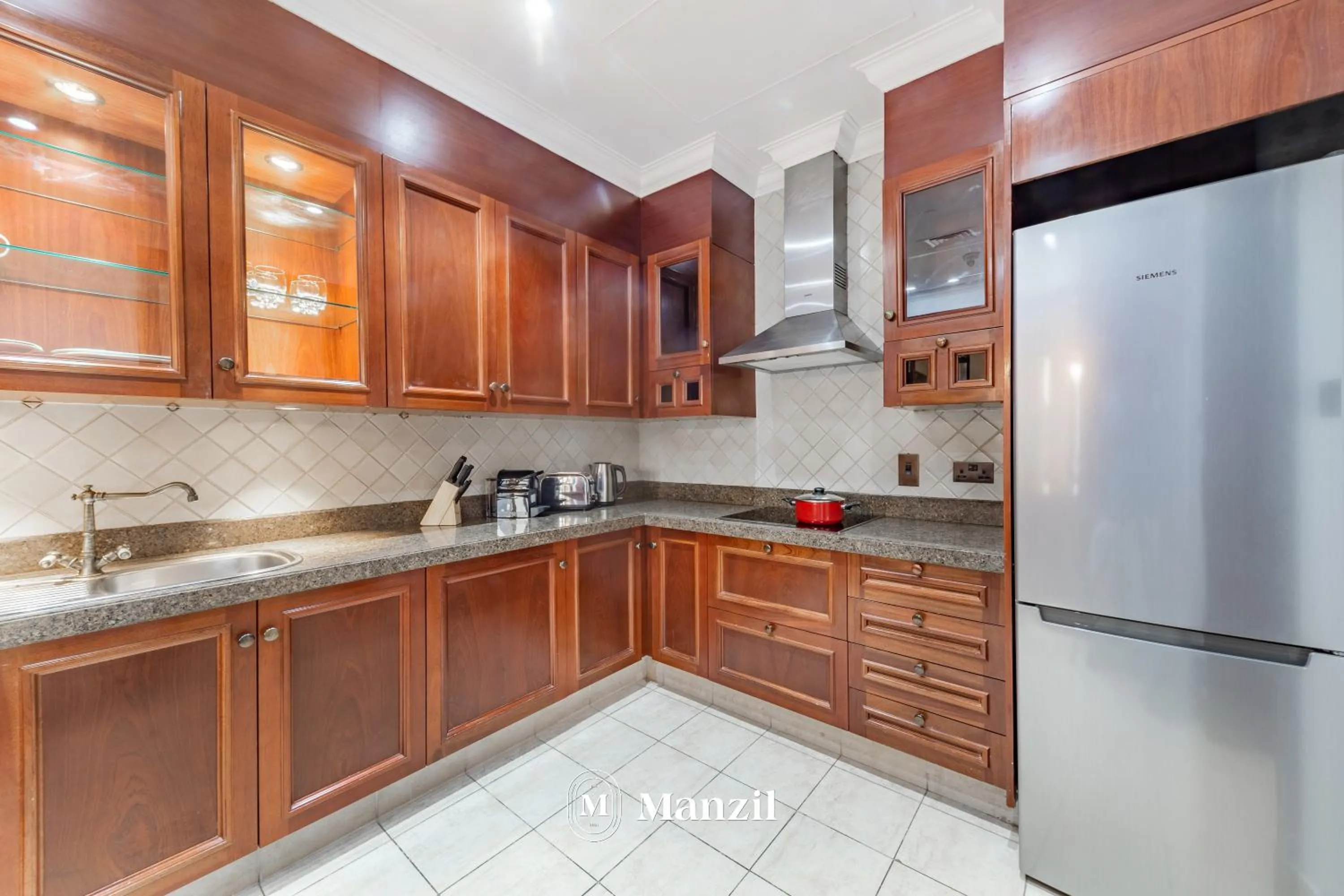 kitchen in Manzil - Cozy 2BR Penthouse with Private Terrace and Full Burj View in Downtown