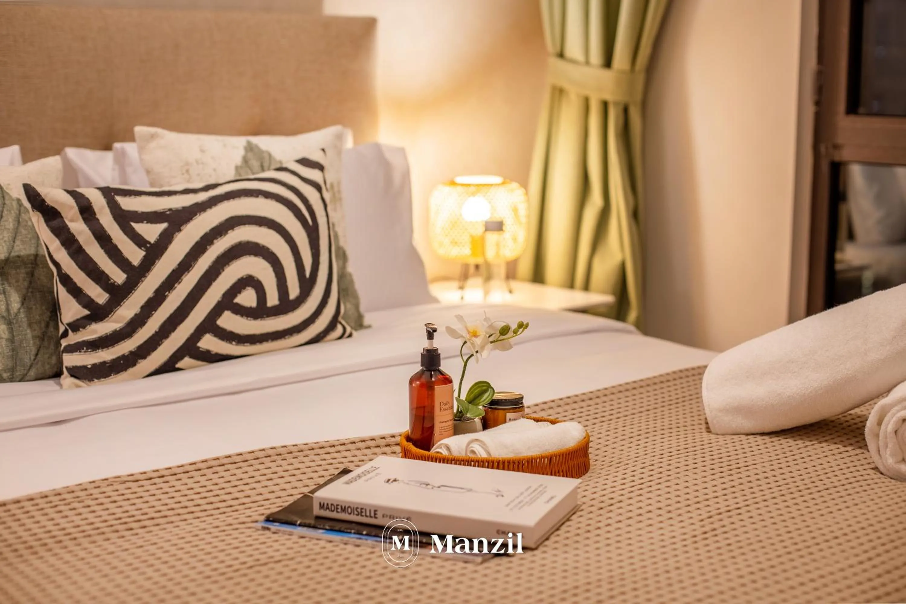 Bedroom, Bed in Manzil - Cozy 2BR Penthouse with Private Terrace and Full Burj View in Downtown