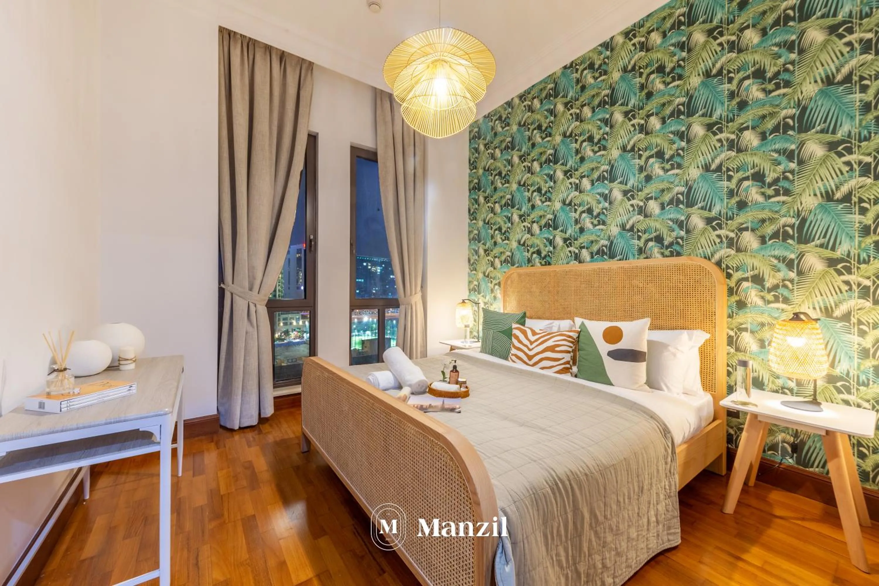 Bedroom, Bed in Manzil - Cozy 2BR Penthouse with Private Terrace and Full Burj View in Downtown