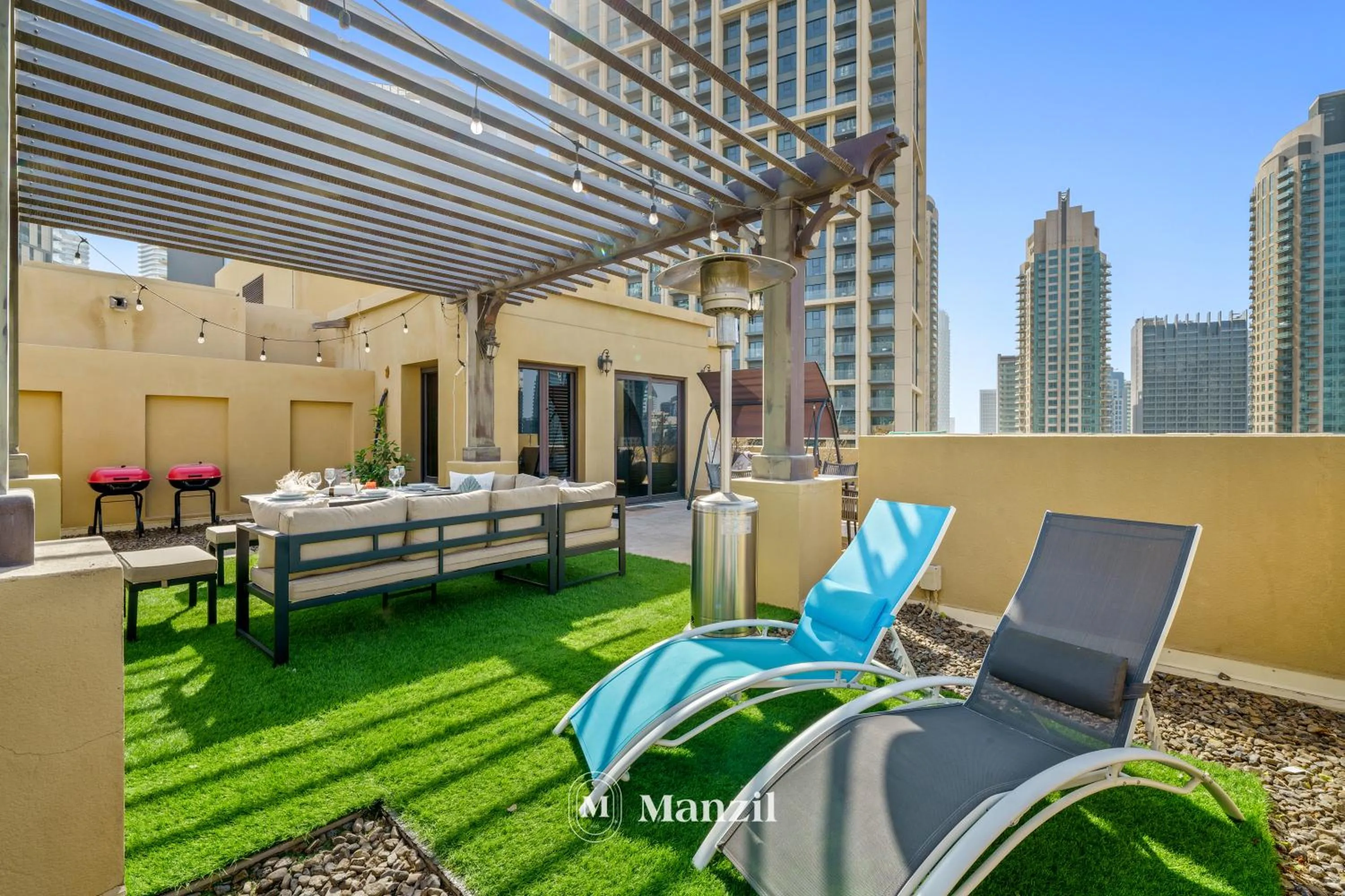 Balcony/Terrace in Manzil - Cozy 2BR Penthouse with Private Terrace and Full Burj View in Downtown