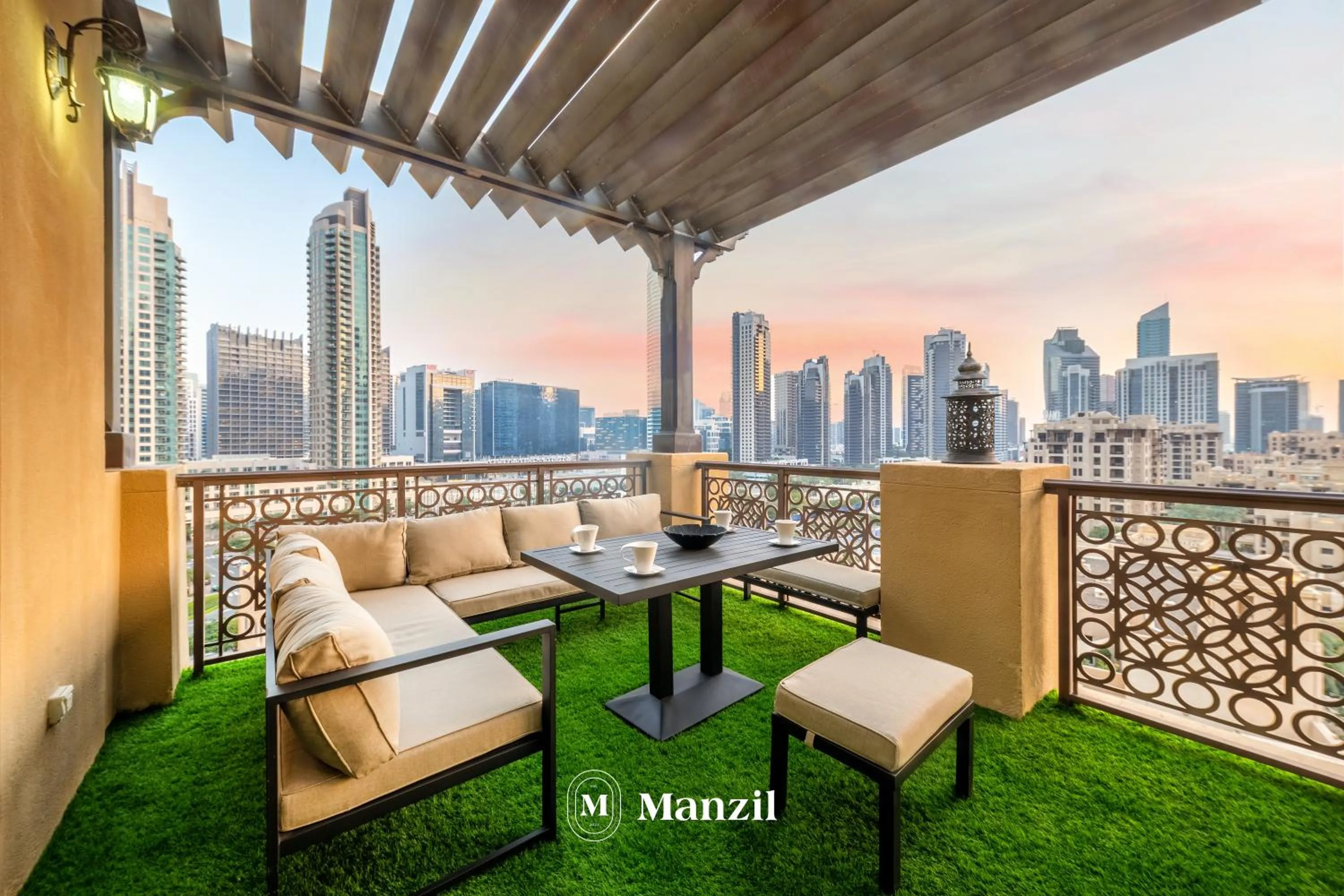 Balcony/Terrace in Manzil - Cozy 2BR Penthouse with Private Terrace and Full Burj View in Downtown