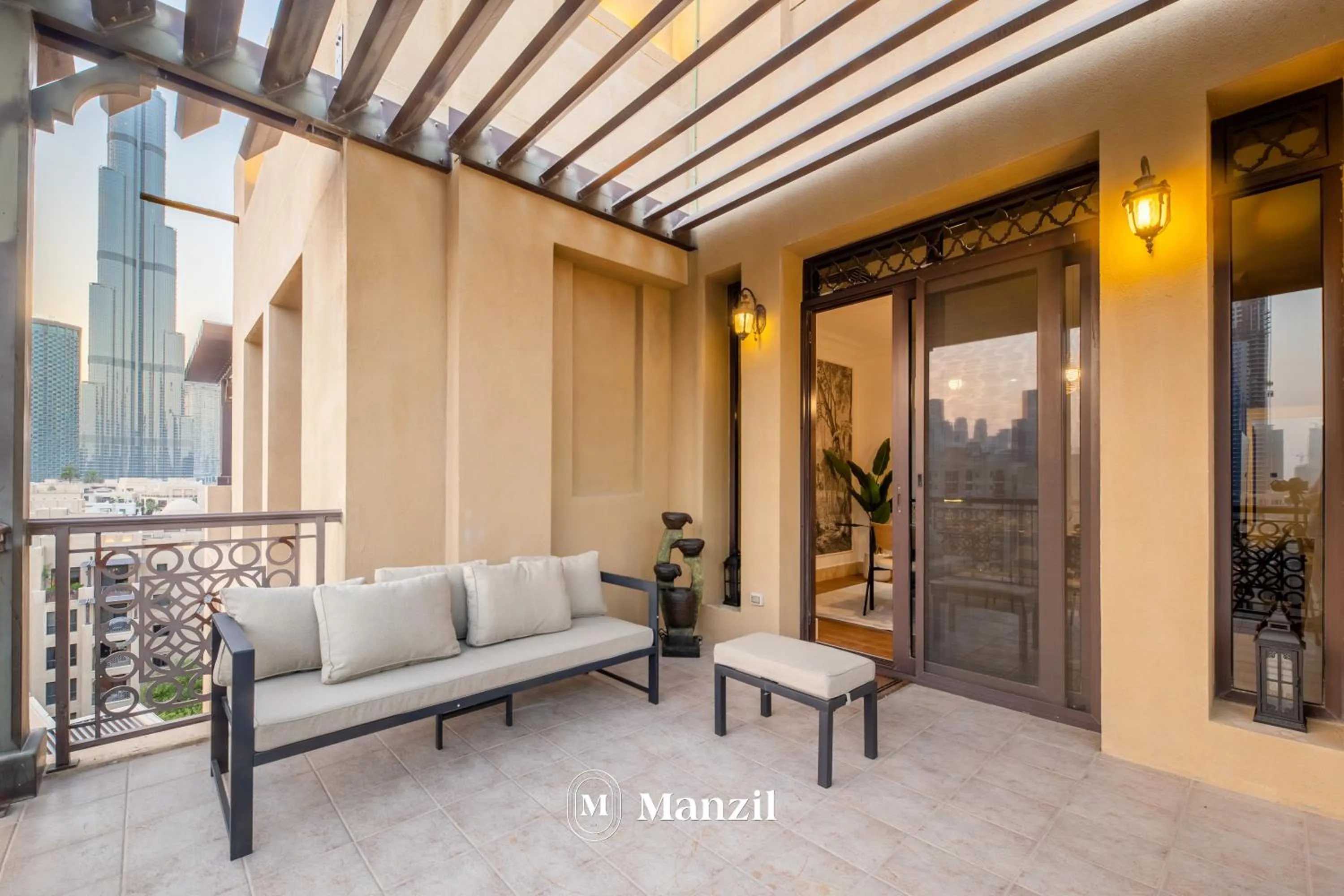 Balcony/Terrace in Manzil - Cozy 2BR Penthouse with Private Terrace and Full Burj View in Downtown