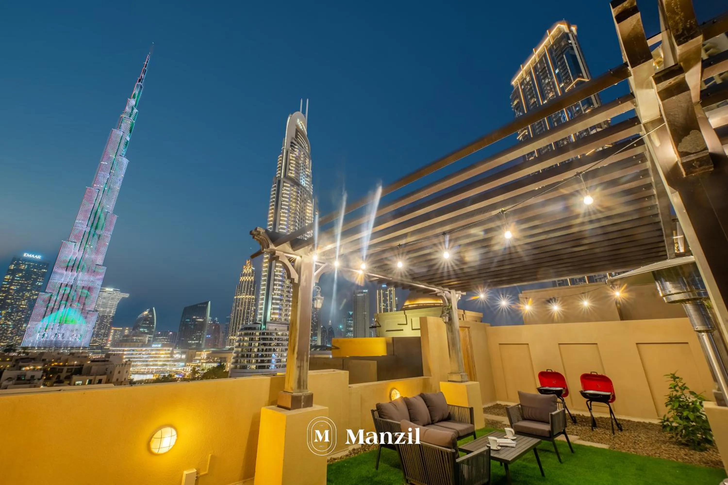 Balcony/Terrace in Manzil - Cozy 2BR Penthouse with Private Terrace and Full Burj View in Downtown