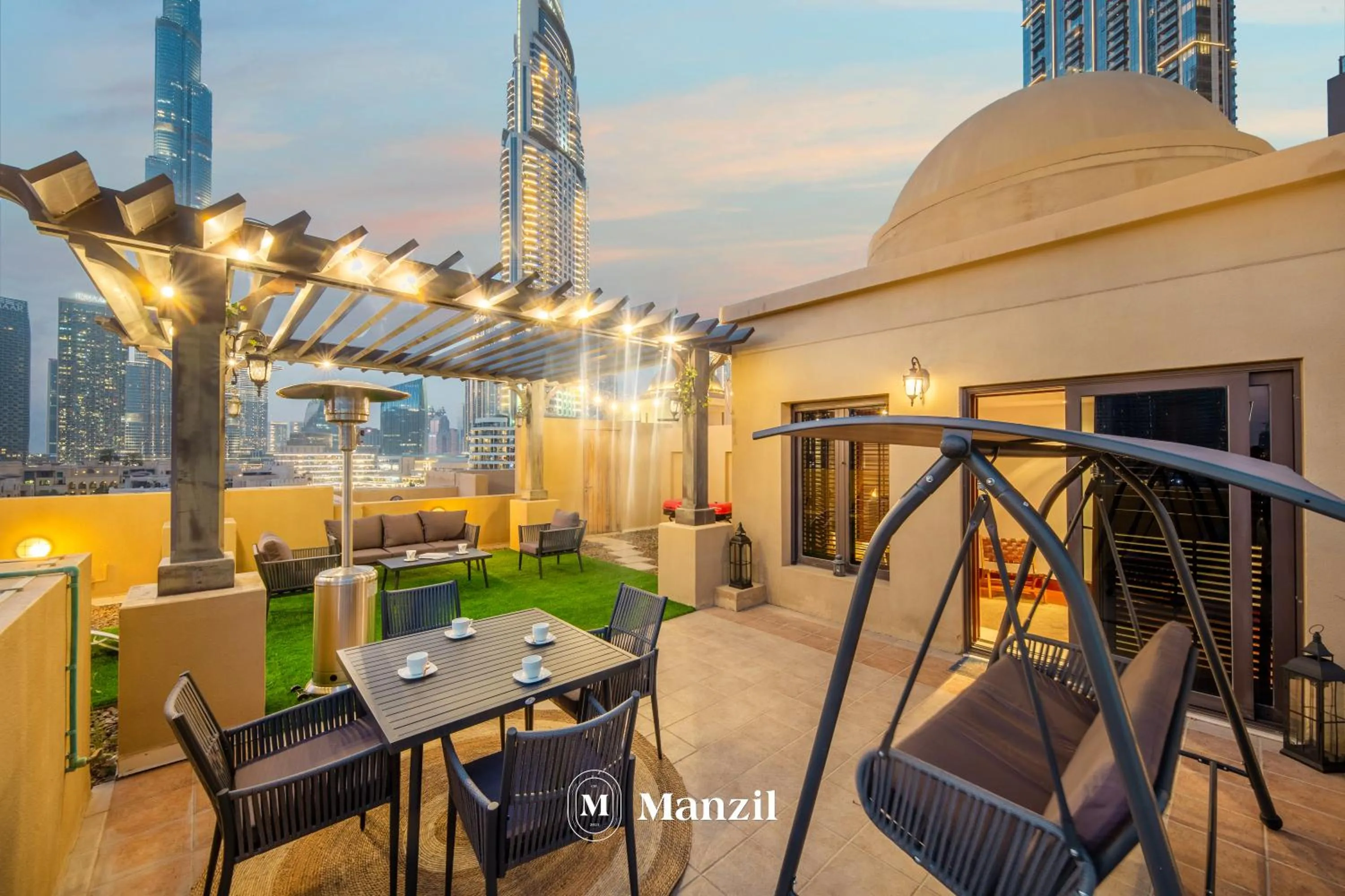 Balcony/Terrace in Manzil - Cozy 2BR Penthouse with Private Terrace and Full Burj View in Downtown