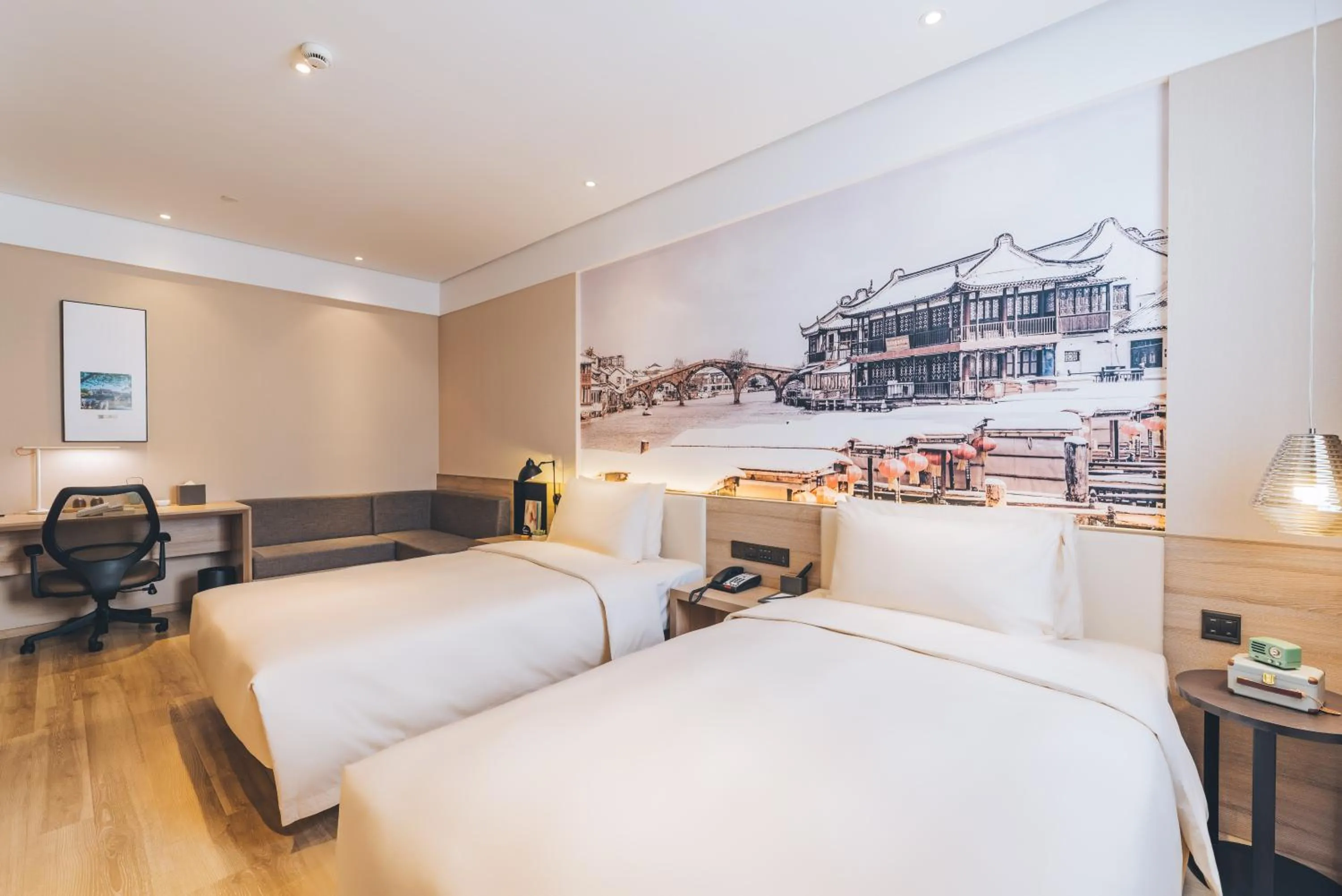 Photo of the whole room, Bed in Atour Hotel Shanghai New International Expo Center Maglev Station