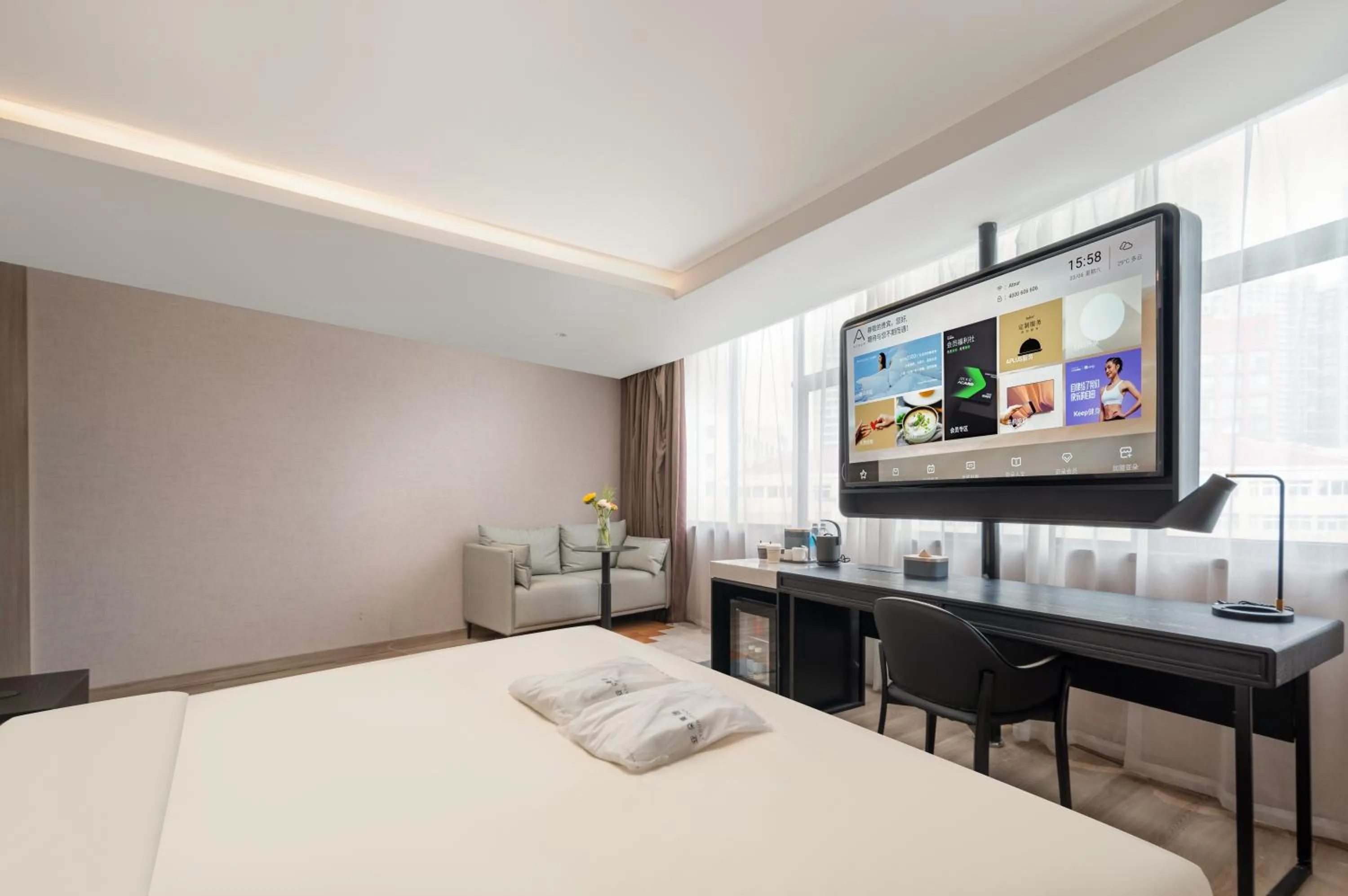 Bed in Atour Hotel Qingdao Olympic Sailing Center May Fourth Square