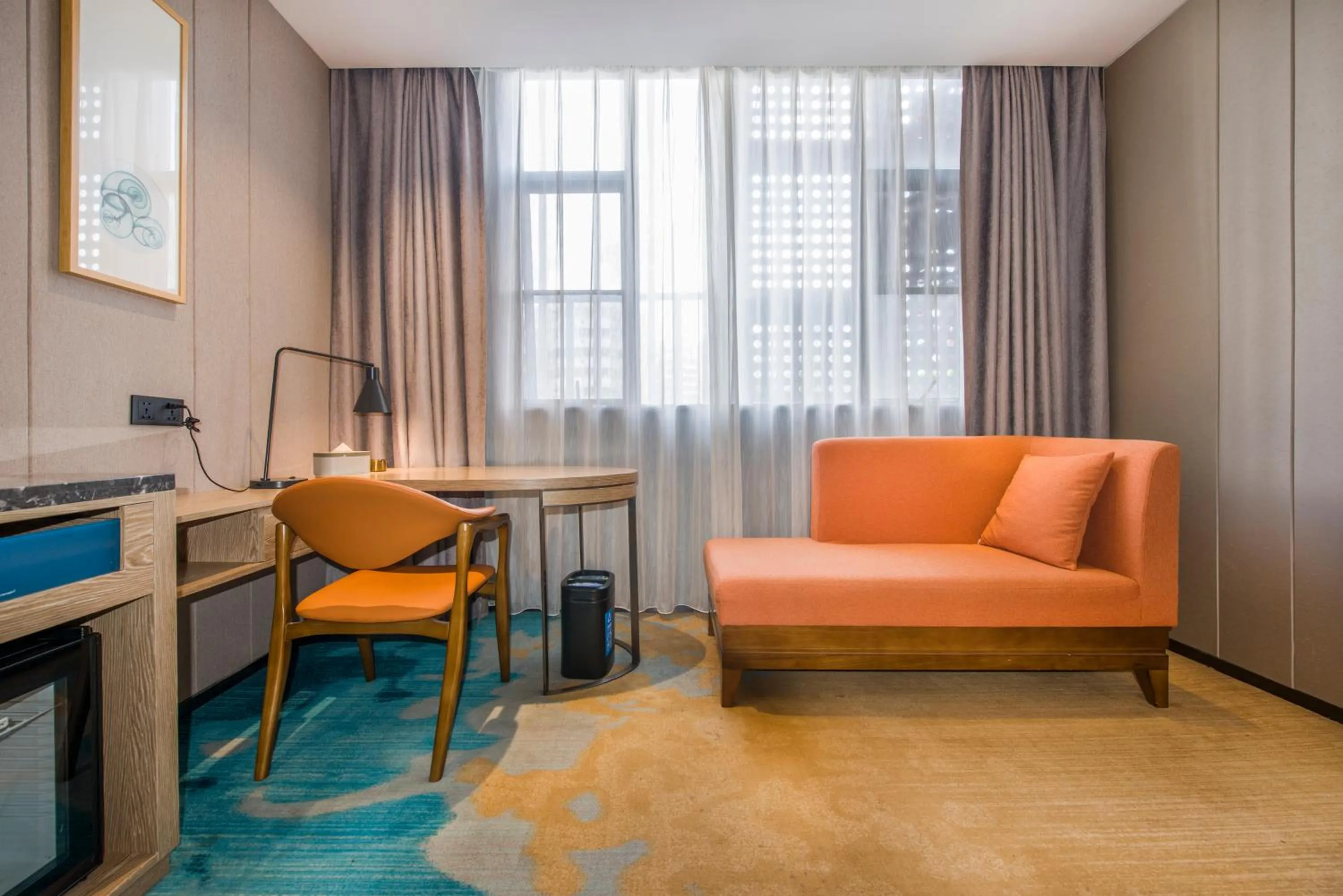 Seating area in Atour X Hotel Zhujiang New Town Tianhe Park Station Guangzhou close to Canton Fair -Free shuttle bus to Canton Fair