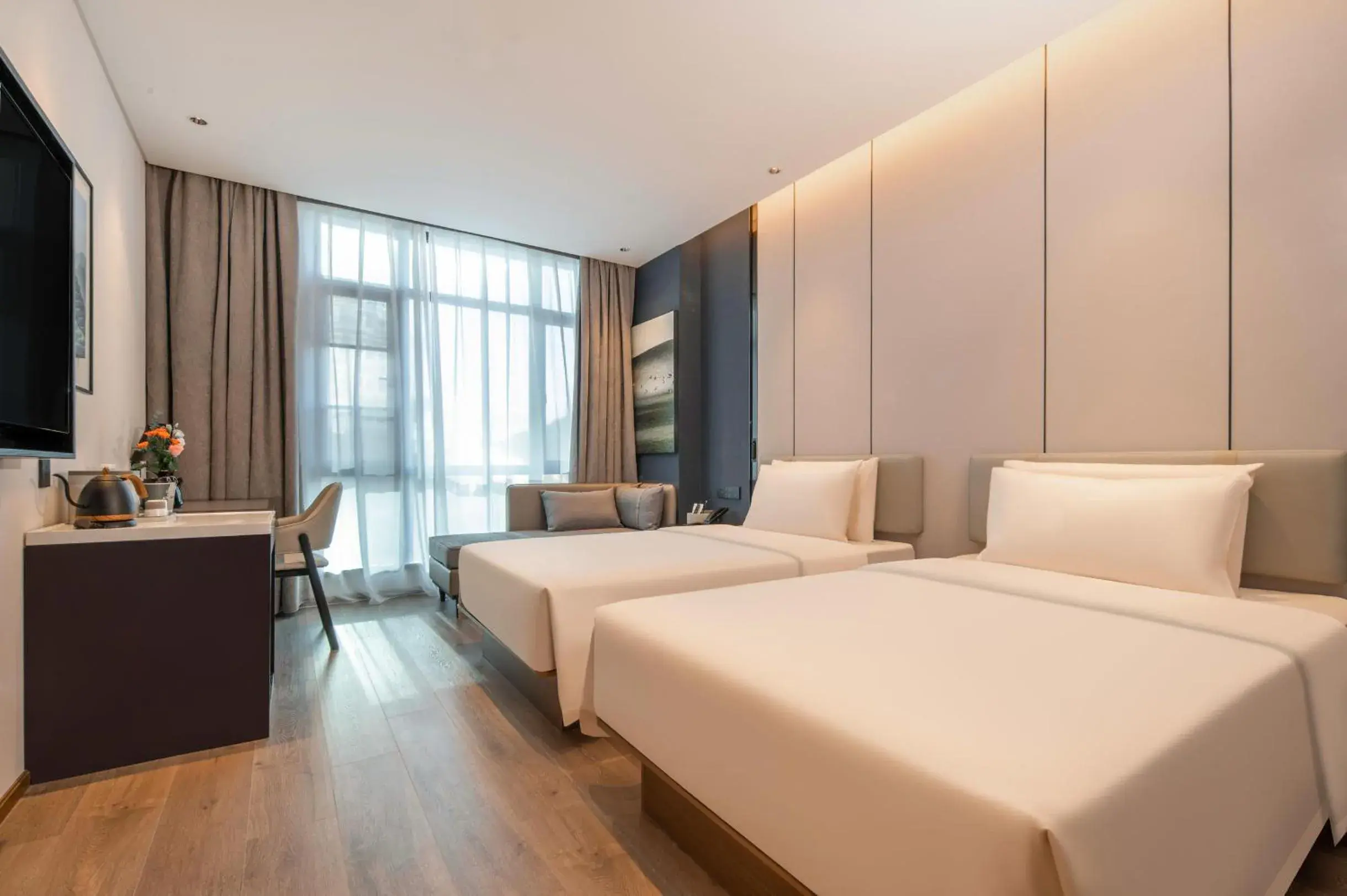 Bed in Atour Hotel Zhuhai Jinwan Airport Bed in Atour Hotel Zhuhai Jinwan Airport