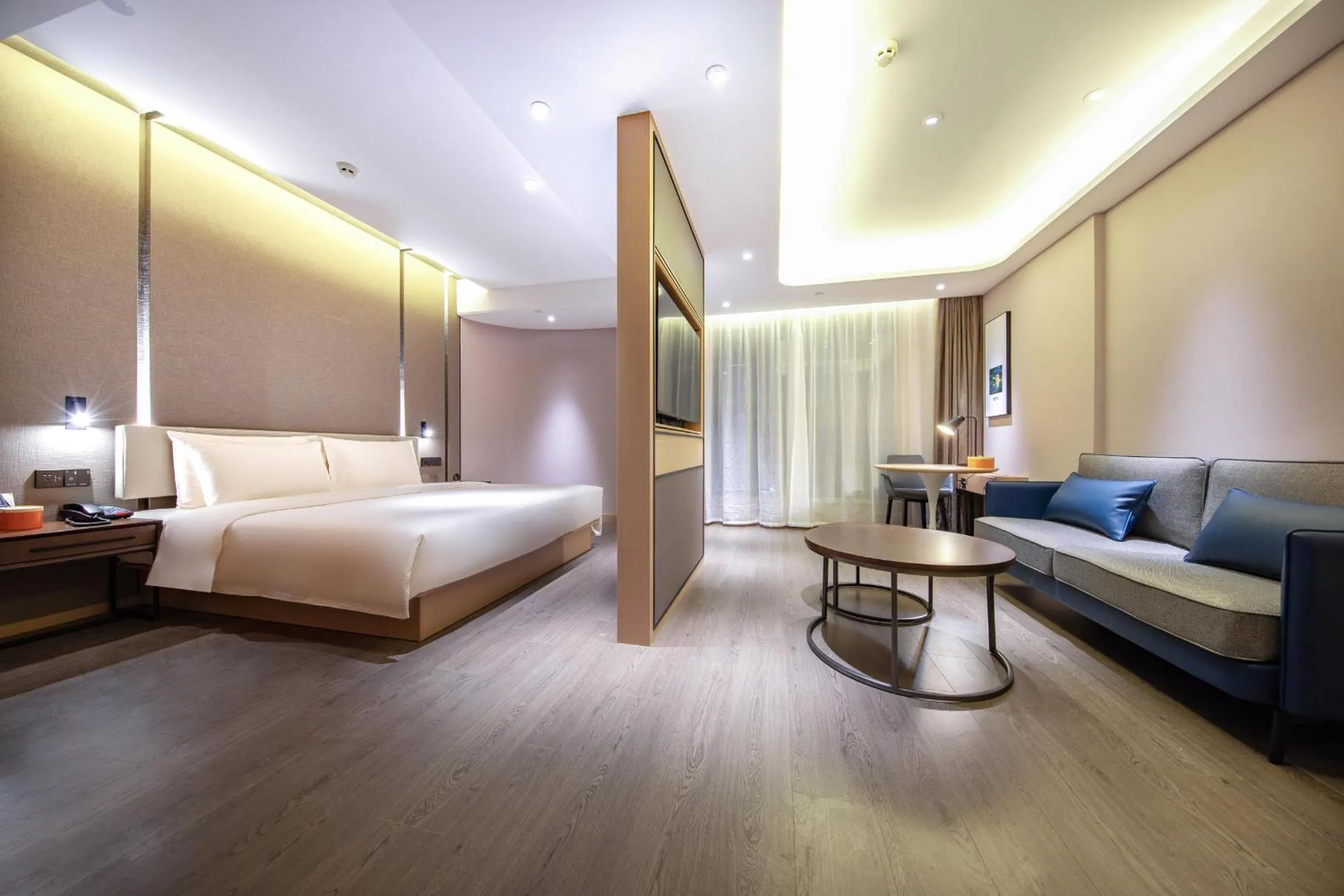 Bed in Atour Hotel Chongqing Jiangbei International Airport Huixing Light Rail Station