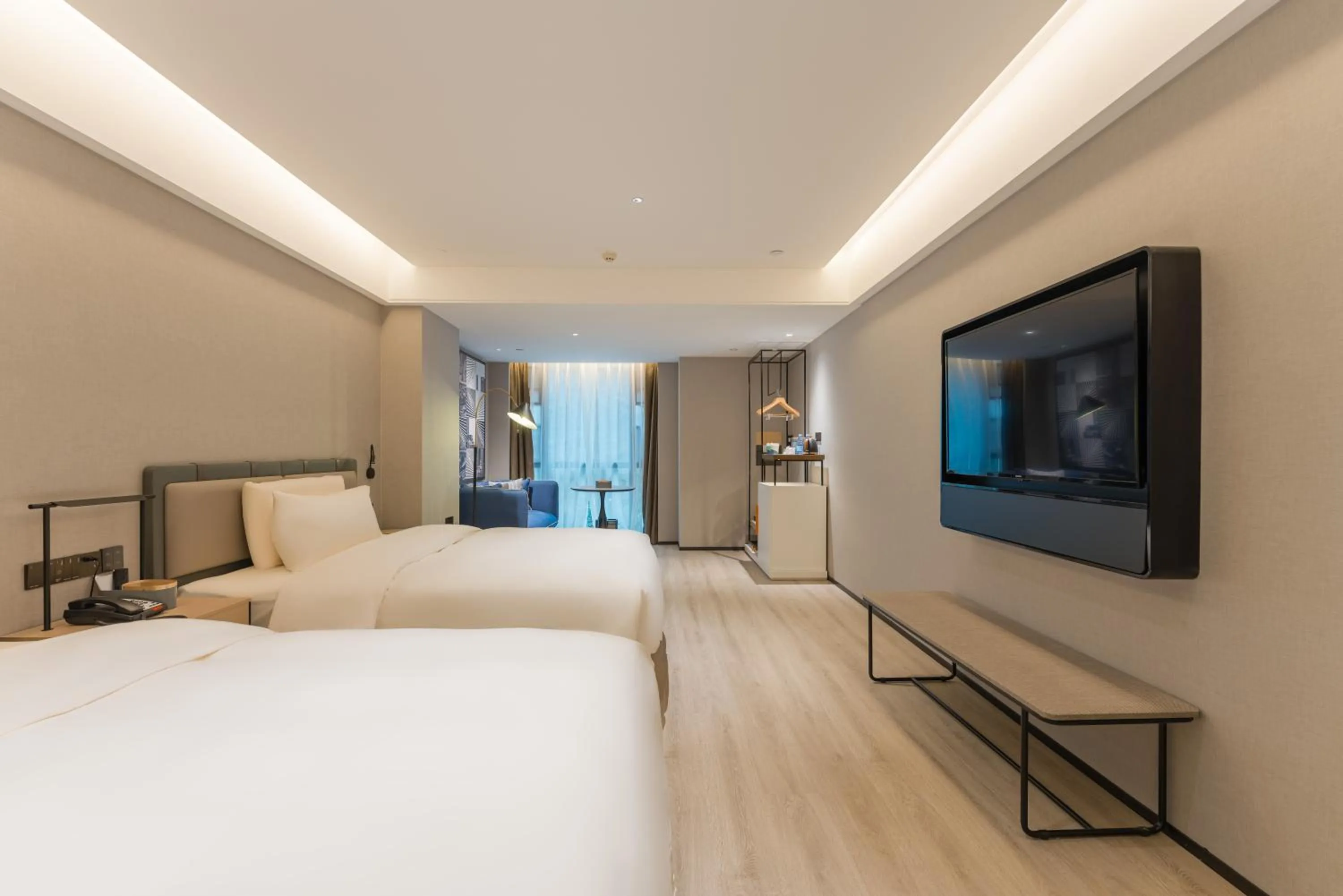 Bed in Atour S Hotel Chongqing Jiefangbei Hongyadong Riverview