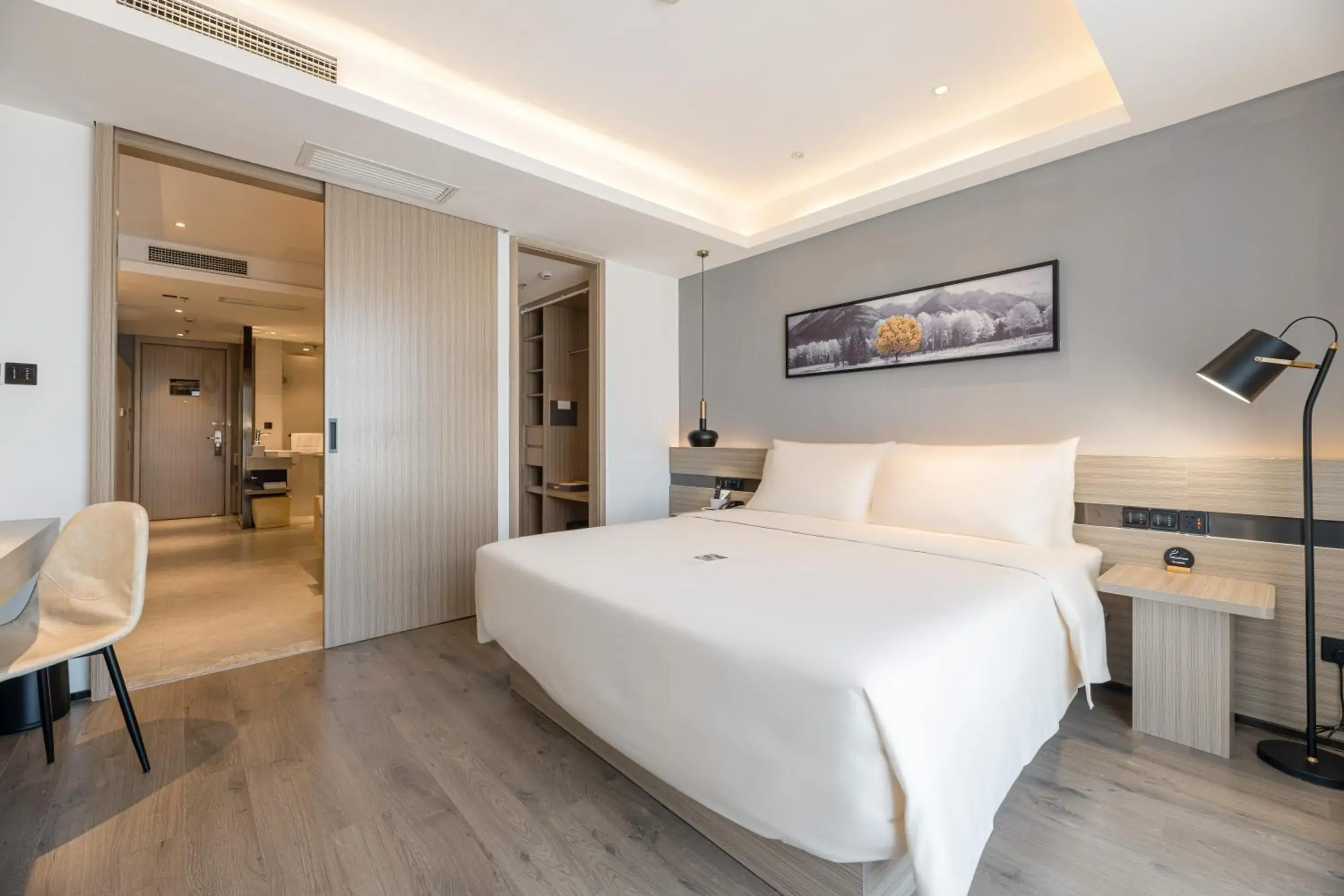 Bed in Atour Hotel Suzhou Railway Station North Square Bole Shi Bed in Atour Hotel Suzhou Railway Station North Square Bole Shi
