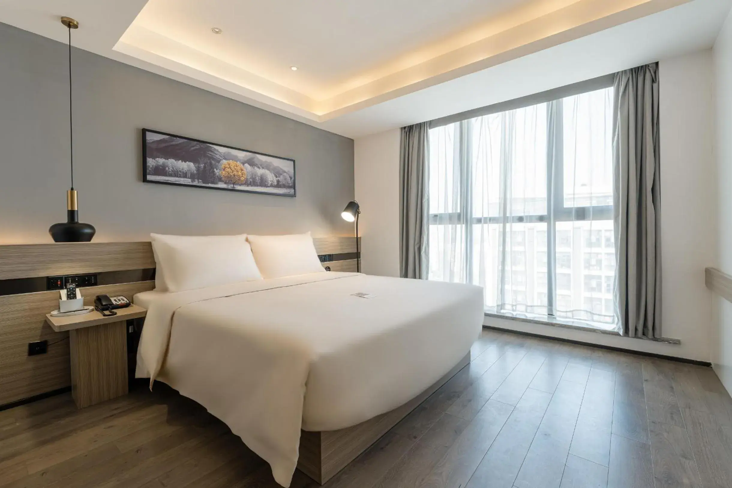 Bed in Atour Hotel Suzhou Railway Station North Square Bole Shi Bed in Atour Hotel Suzhou Railway Station North Square Bole Shi