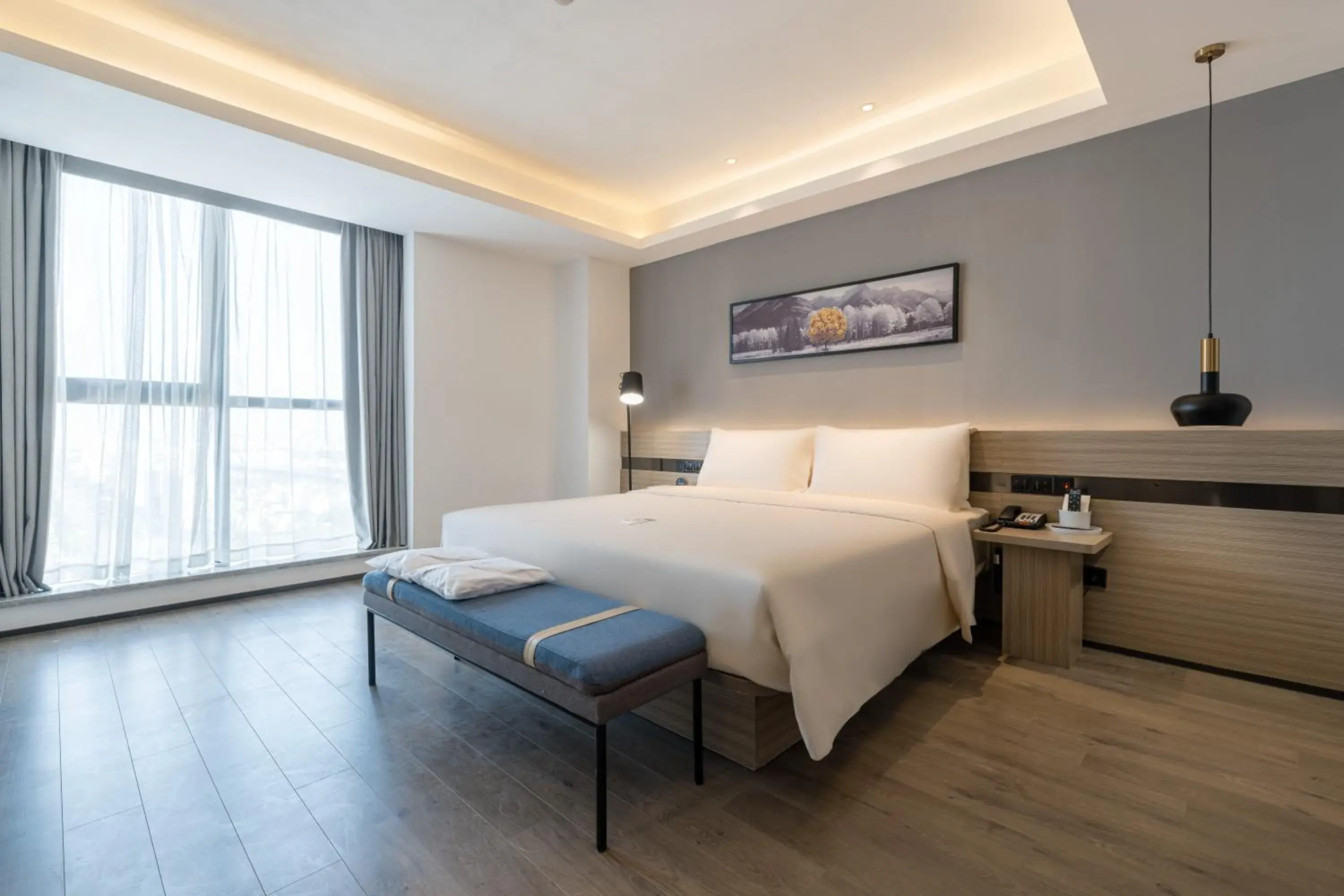 Bed in Atour Hotel Suzhou Railway Station North Square Bole Shi Bed in Atour Hotel Suzhou Railway Station North Square Bole Shi