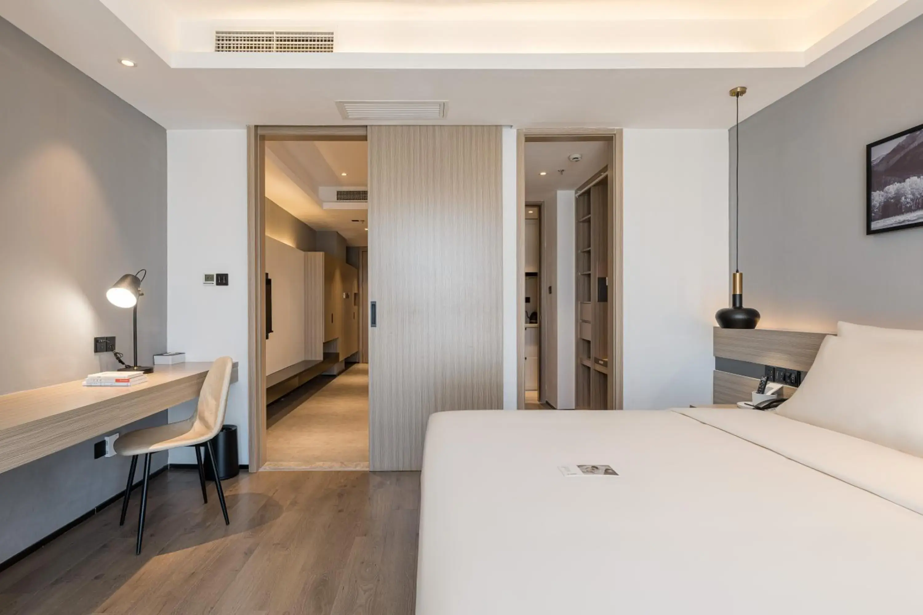 Bed in Atour Hotel Suzhou Railway Station North Square Bole Shi Bed in Atour Hotel Suzhou Railway Station North Square Bole Shi
