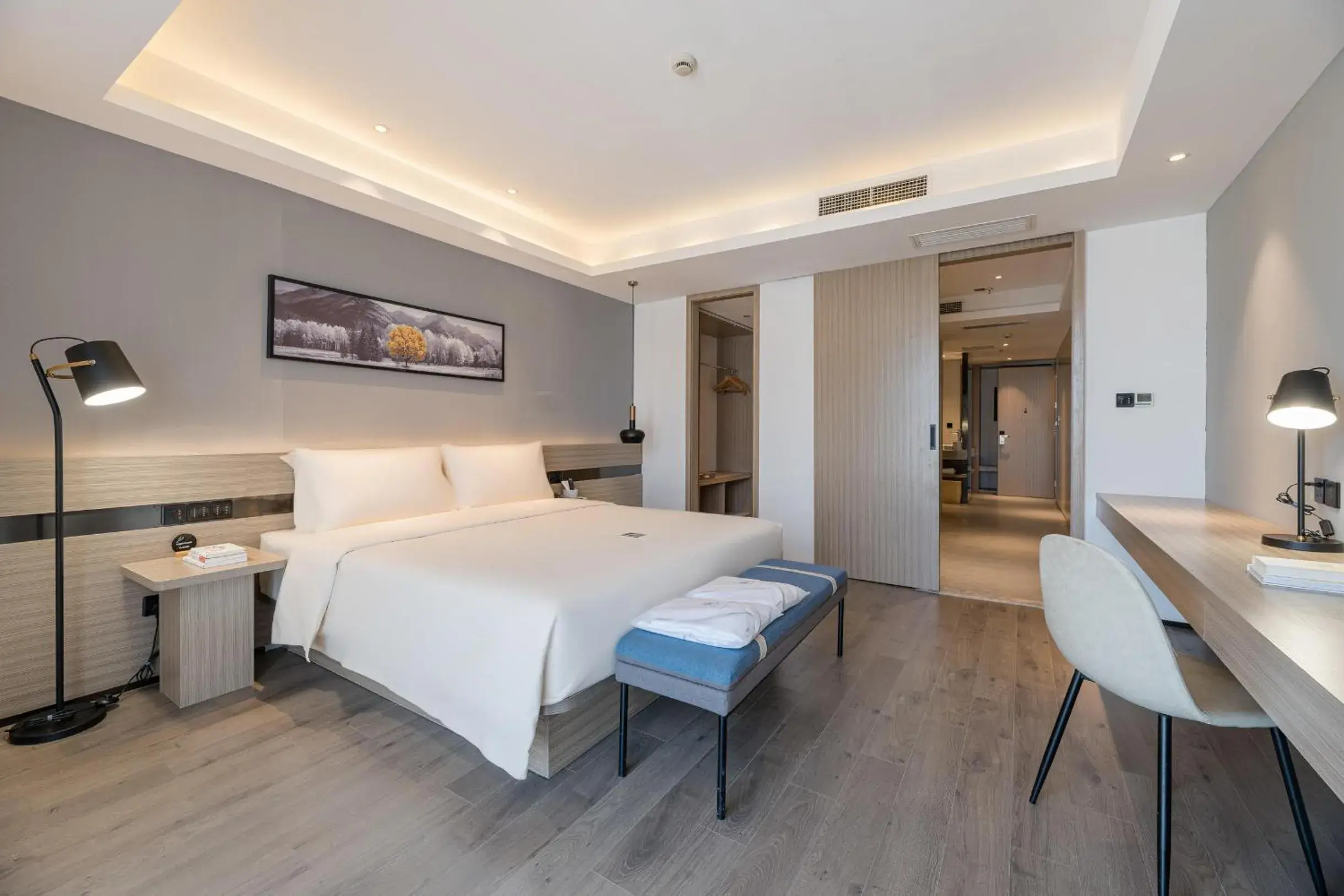 Bed in Atour Hotel Suzhou Railway Station North Square Bole Shi Bed in Atour Hotel Suzhou Railway Station North Square Bole Shi