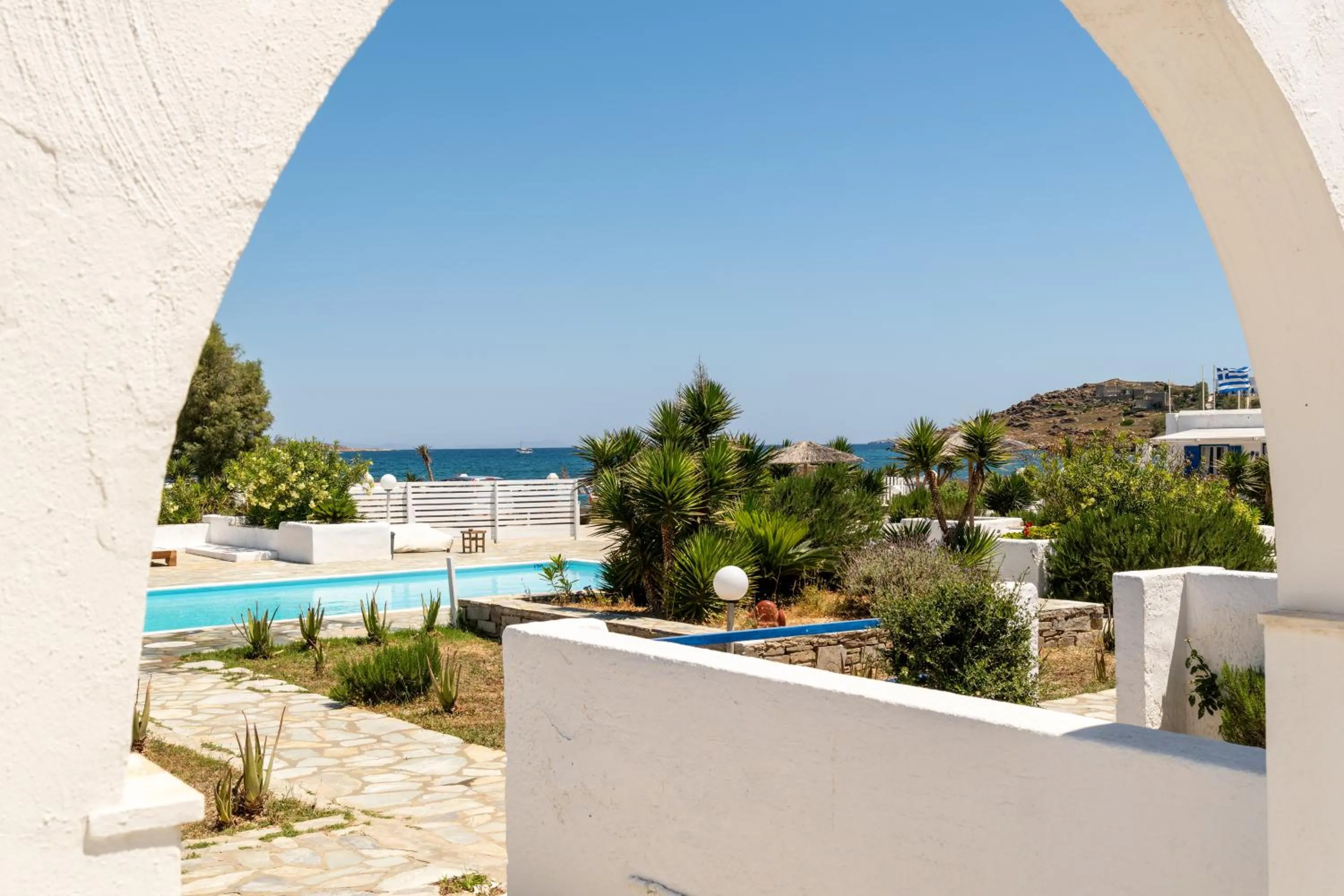 Pool view in Naoussa Hotel Paros by Booking Kottas