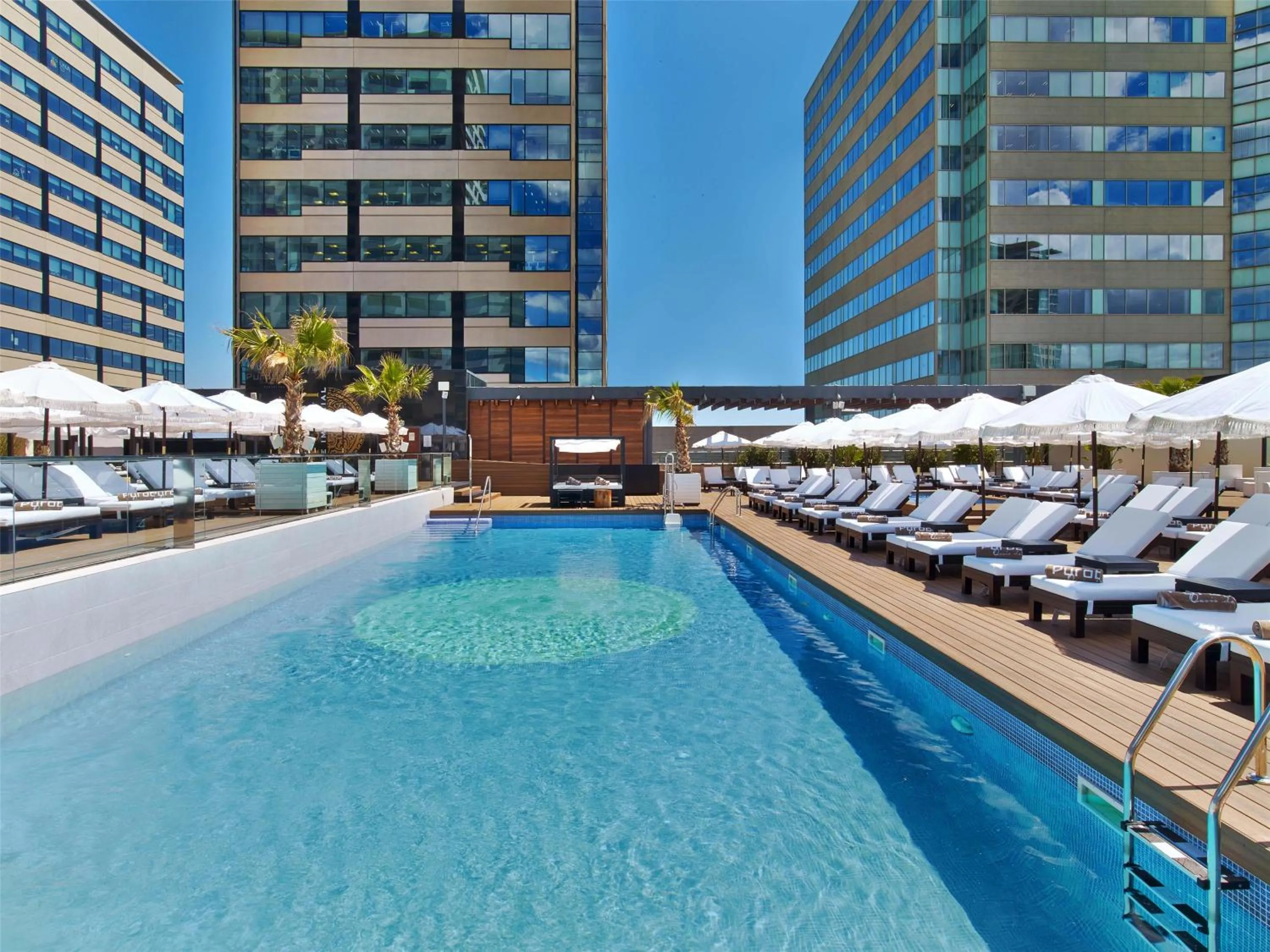 Pool view in Hilton Diagonal Mar Barcelona