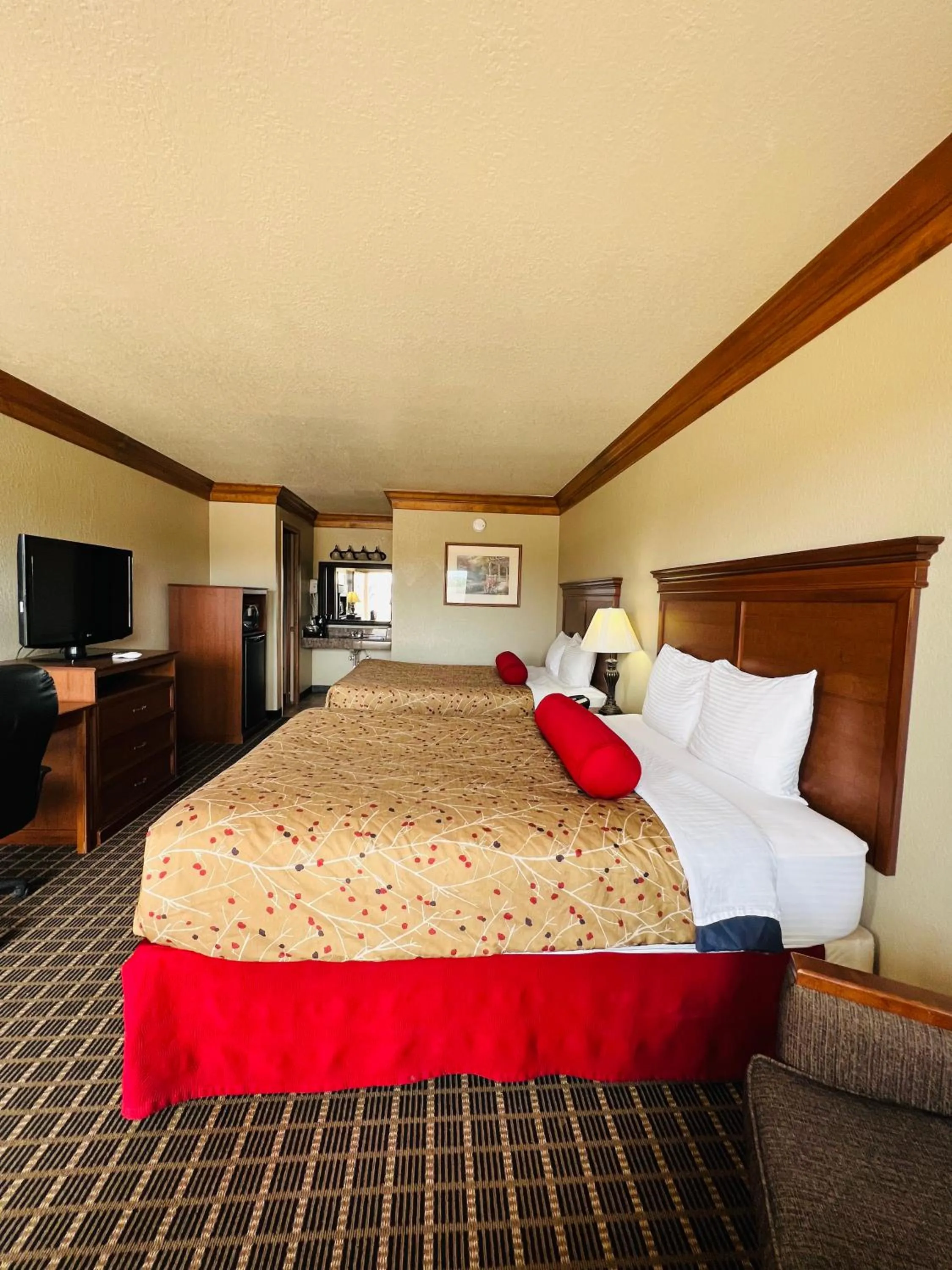 Bed in Cattle country lodge