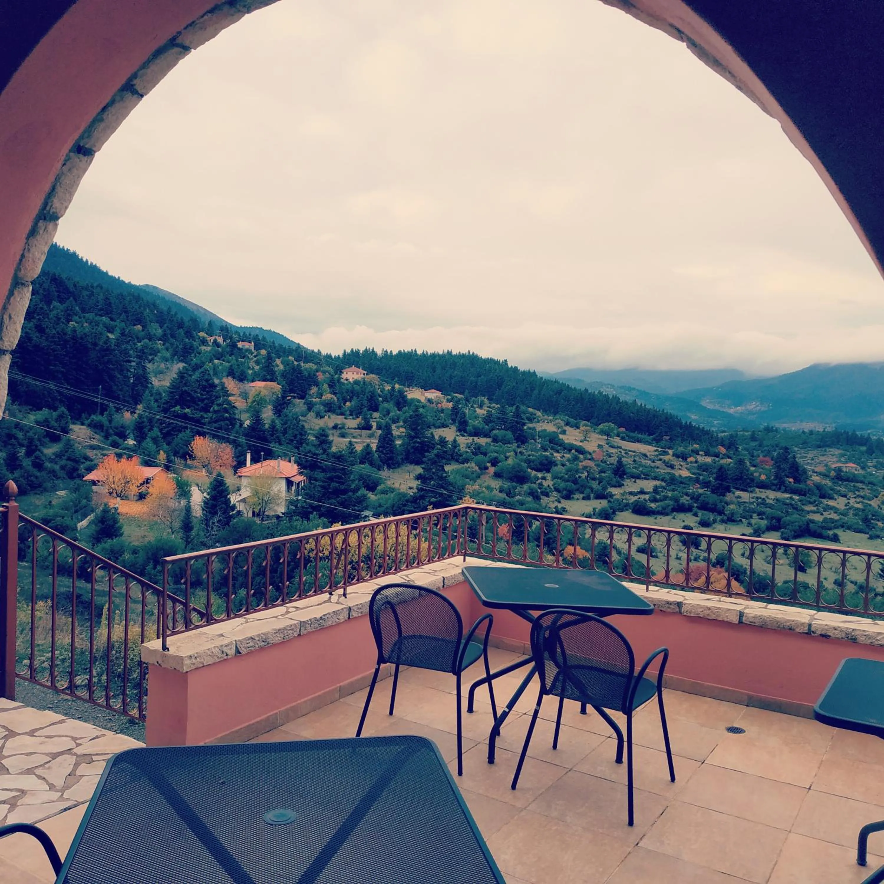 Patio in Vytina Mountain View Hotel
